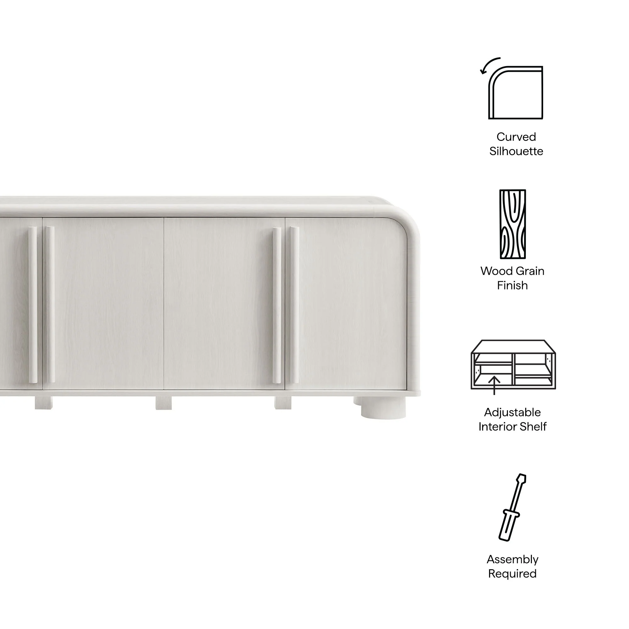 Bellamy Curved 4-Door Sideboard Cabinet by Modway - Image 8
