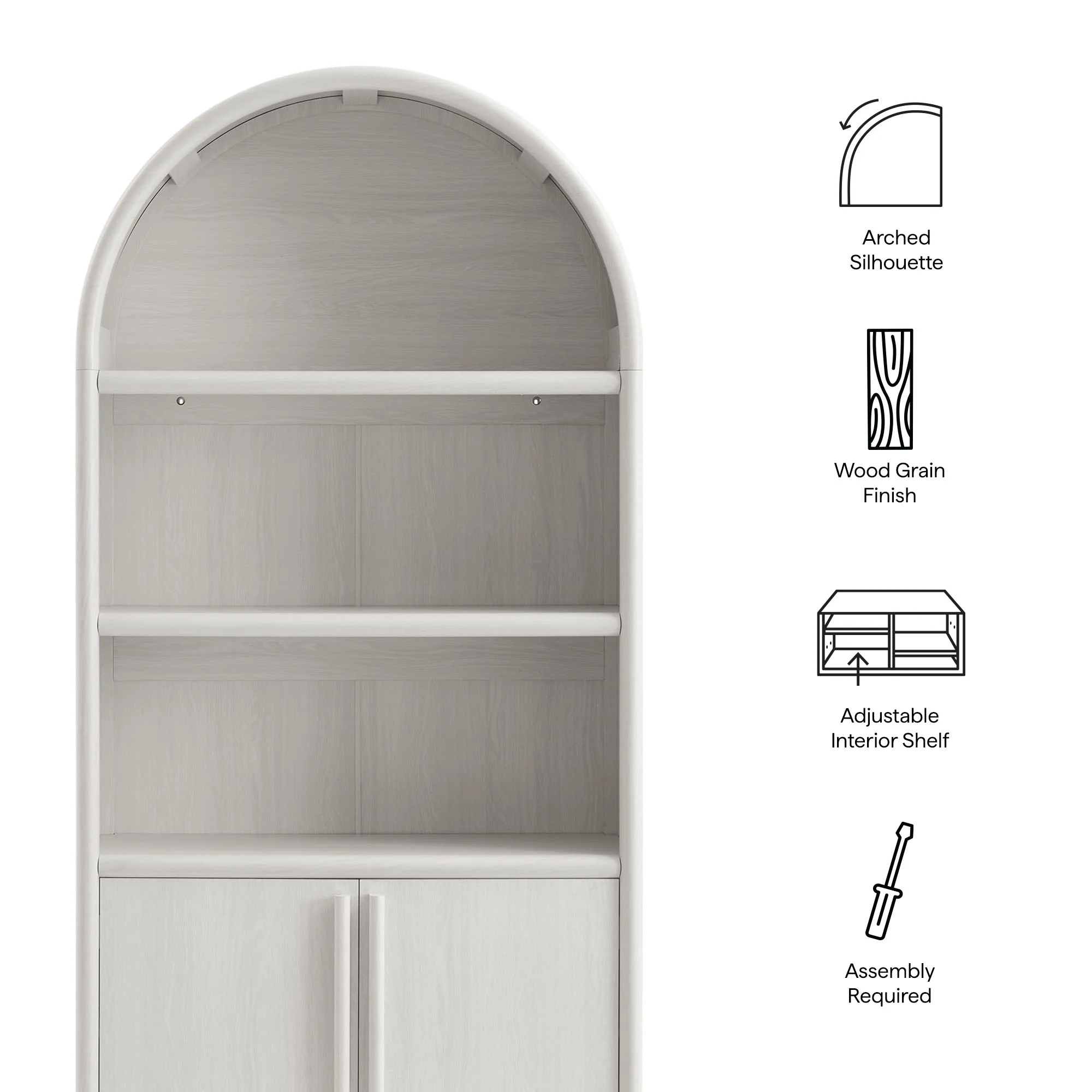 Bellamy Tall Arched Display Cabinet Bookcase by Modway - Image 8