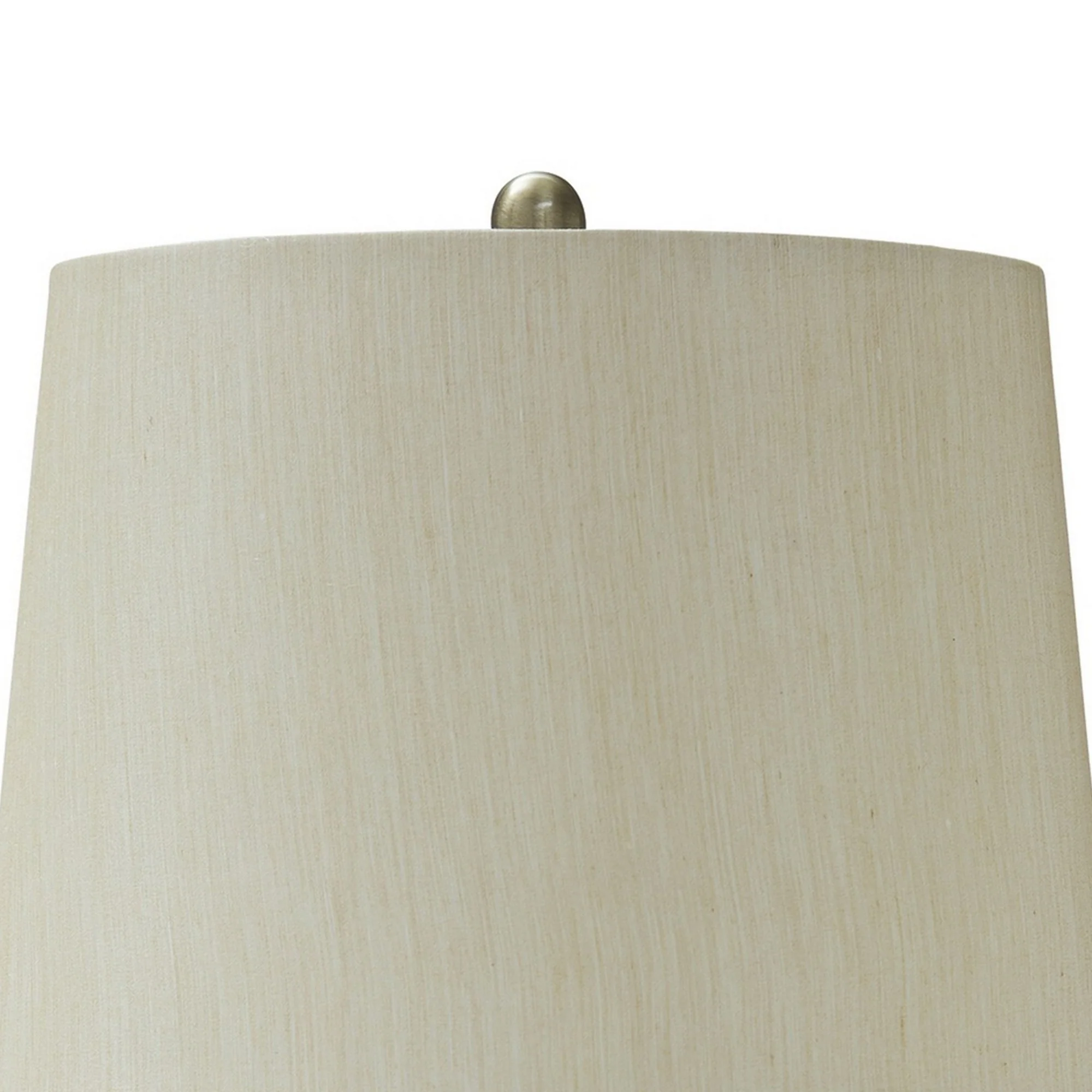 Bellied Glass Table Lamp With Fabric Drum Shade Beige And Clear By Benzara - Image 5