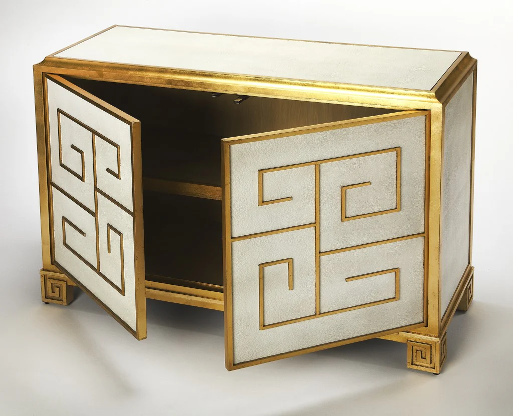 Bello Leather Console Cabinet By Homeroots - Image 2