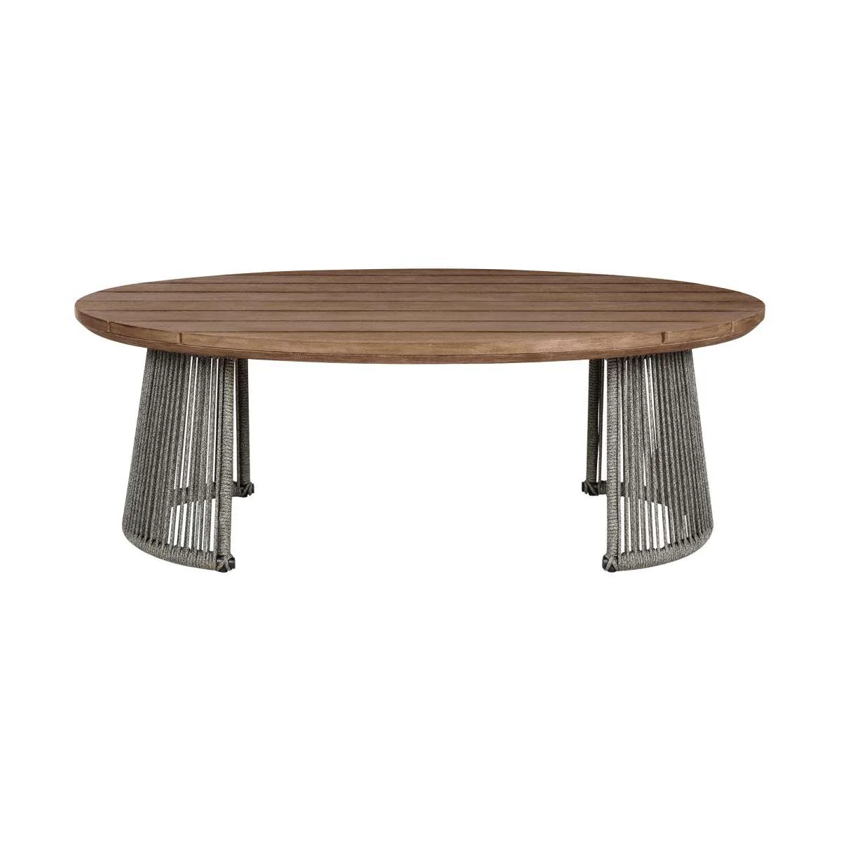 Benicia Outdoor Patio 4 Piece Conversation Set in Weathered Eucalyptus Wood and Metal with Gray Rope and Taupe Cushions By Armen Living - Image 9