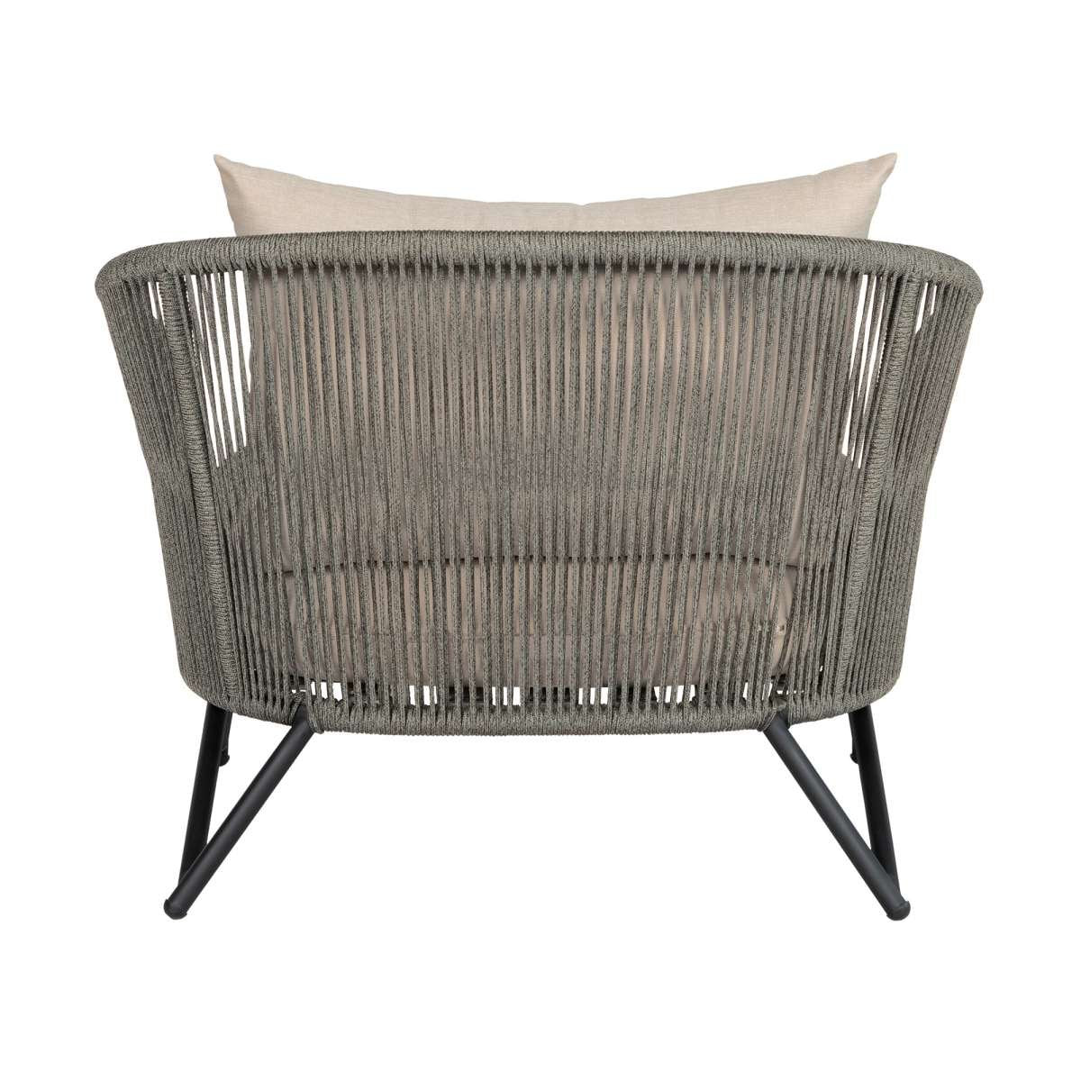 Benicia Outdoor Patio Chair in Black Steel with Gray Rope and Taupe Olefin Cushions By Armen Living - Image 5
