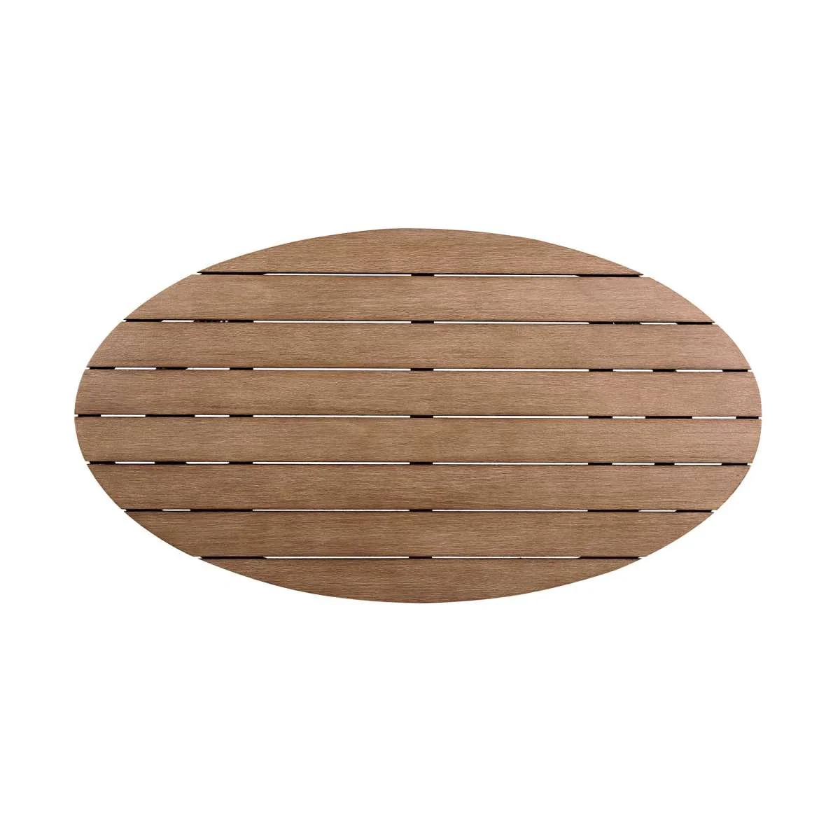 Benicia Outdoor Patio Oval Coffee Table in Weathered Eucalyptus Wood and Gray Rope By Armen Living - Image 4