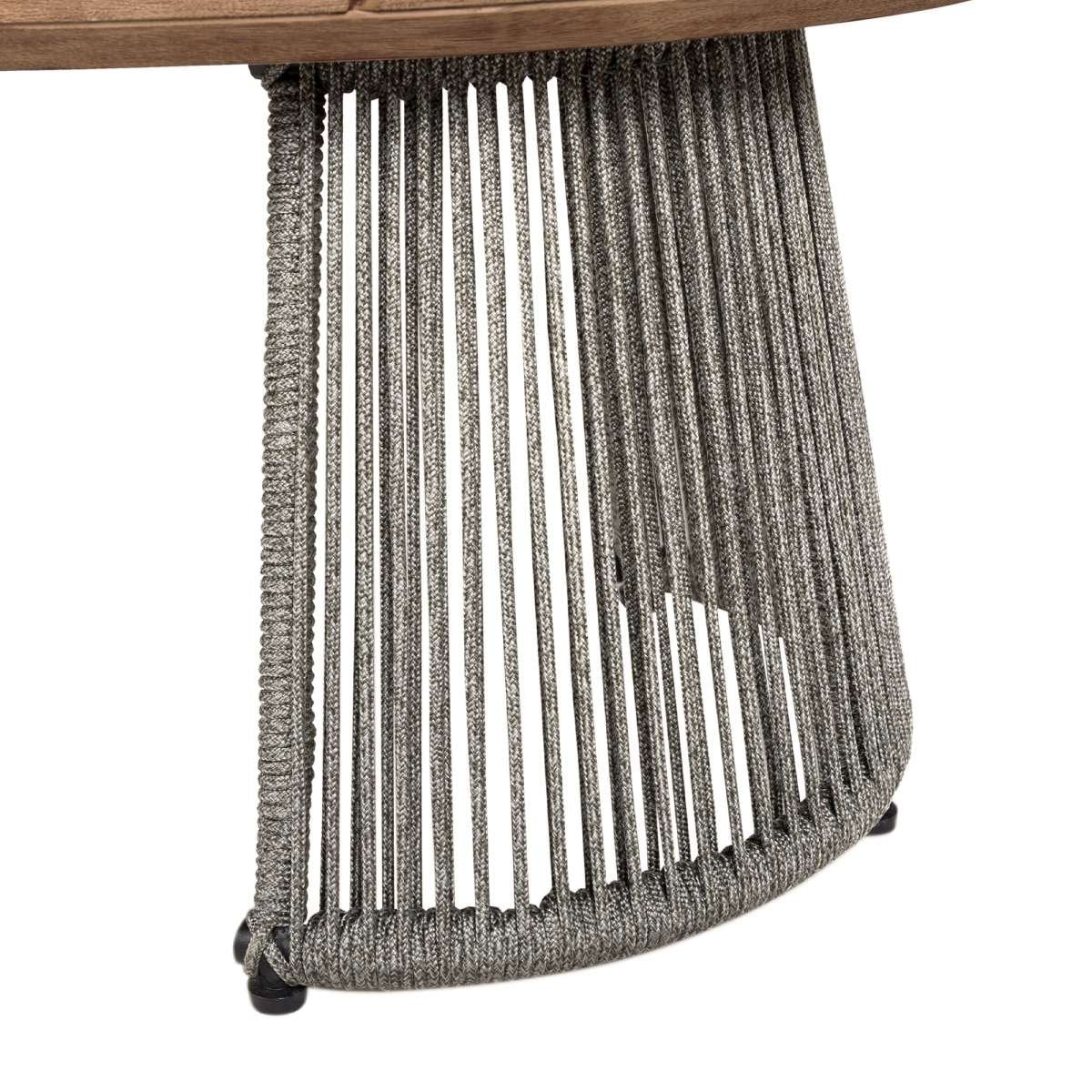 Benicia Outdoor Patio Oval Coffee Table in Weathered Eucalyptus Wood and Gray Rope By Armen Living - Image 6