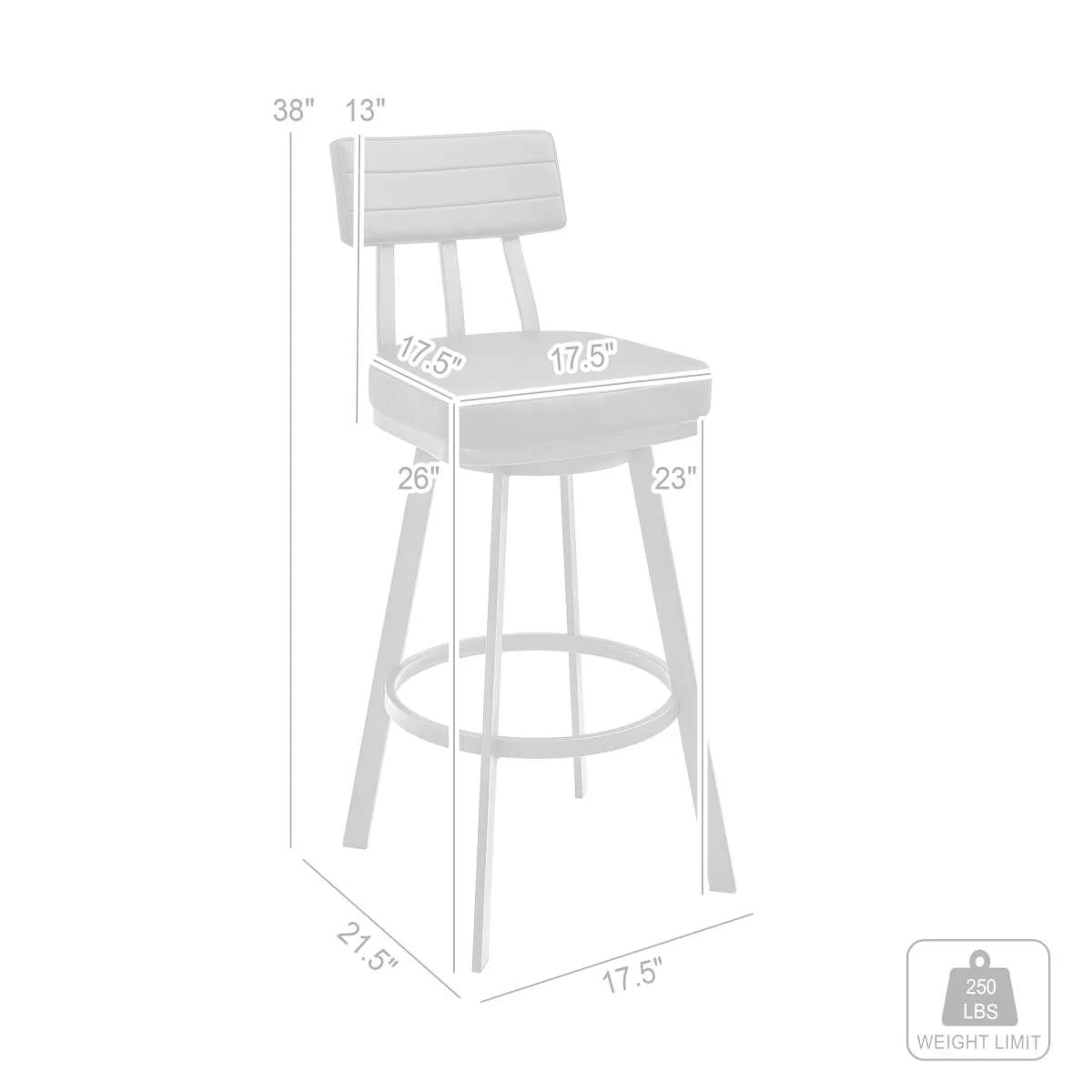 Benjamin 26" Swivel Counter Stool in Brushed Stainless Steel with Gray Faux Leather By Armen Living - Image 6