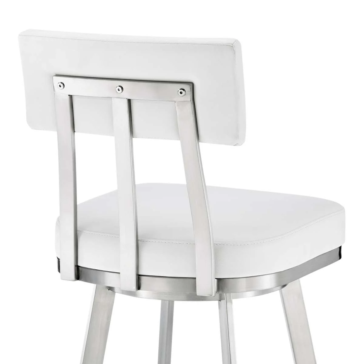 Benjamin 30" Swivel Bar Stool in Brushed Stainless Steel with White Faux Leather By Armen Living - Image 7