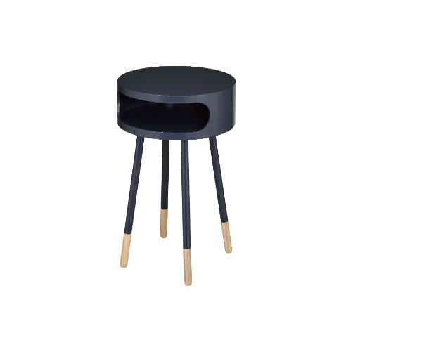 Bentwood Black Retro Round Wooden End Table By Homeroots - Image 2