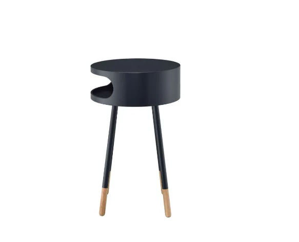 Bentwood Black Retro Round Wooden End Table By Homeroots - Image 3