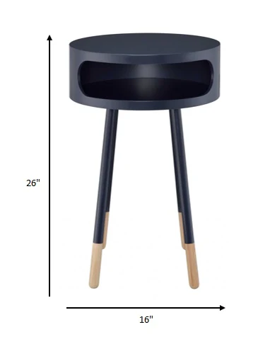 Bentwood Black Retro Round Wooden End Table By Homeroots - Image 5