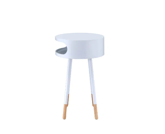 Bentwood White Retro Round Wooden End Table By Homeroots - Image 3