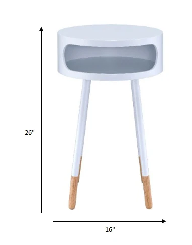 Bentwood White Retro Round Wooden End Table By Homeroots - Image 5