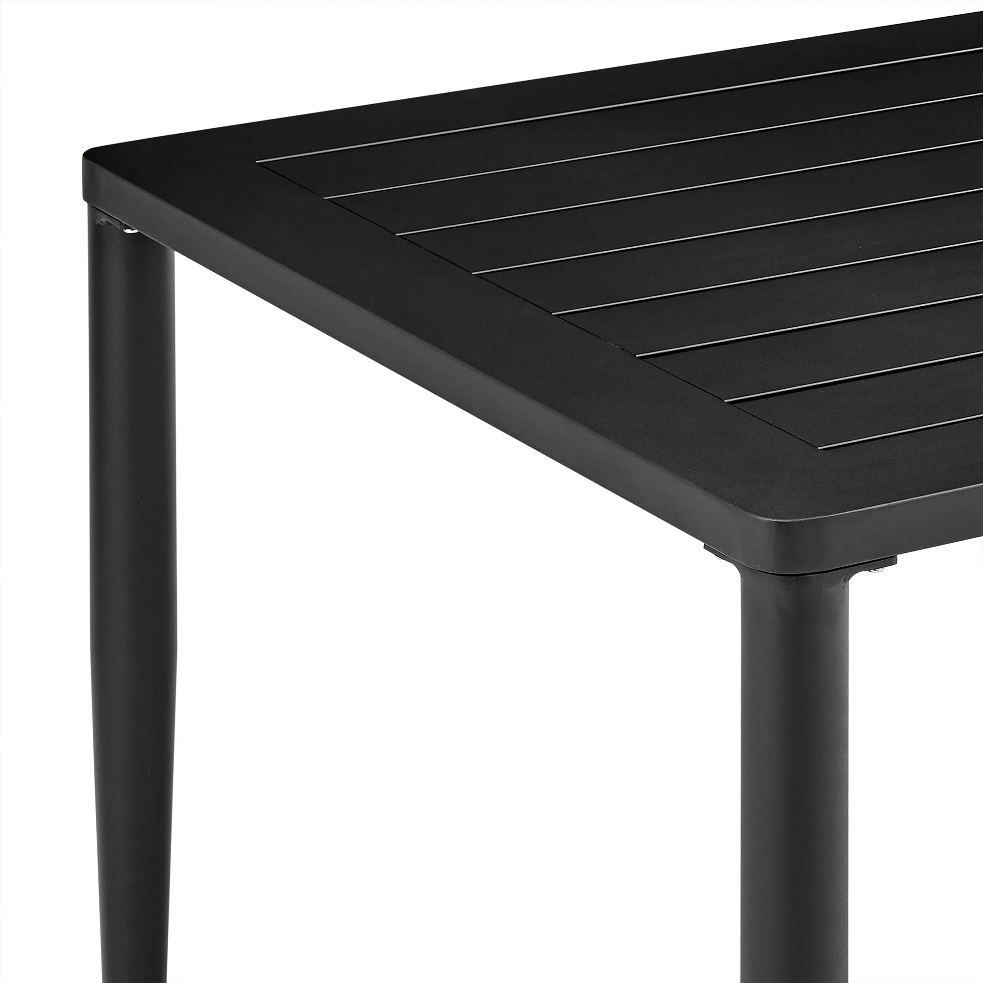 Beowulf Outdoor Patio 5-Piece Dining Table Set in Aluminum and Teak with Grey Cushions By Armen Living - Image 10