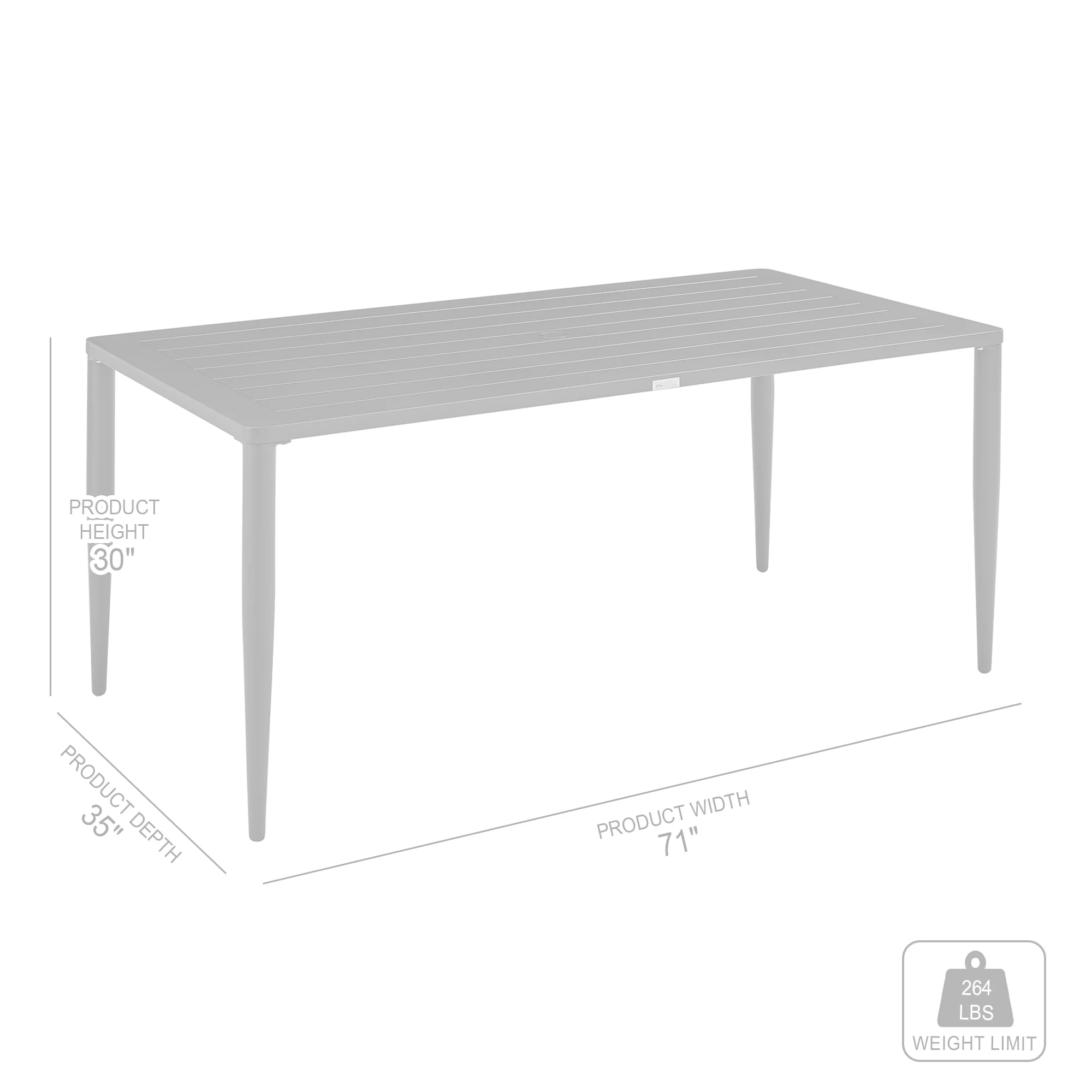 Beowulf Outdoor Patio Dining Table in Aluminum  By Armen Living - Image 9