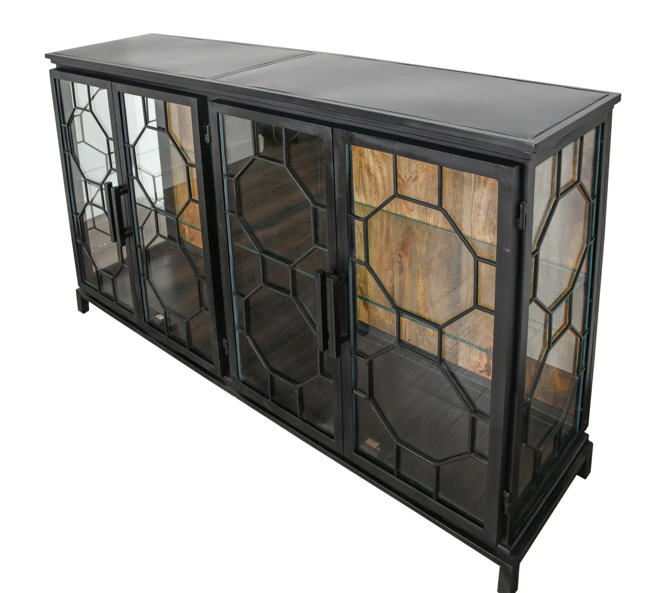 Berkshire 4 Door Metal Display Shelf Collector's Cabinet, Buffet or Credenza 72 Inches - Image 3