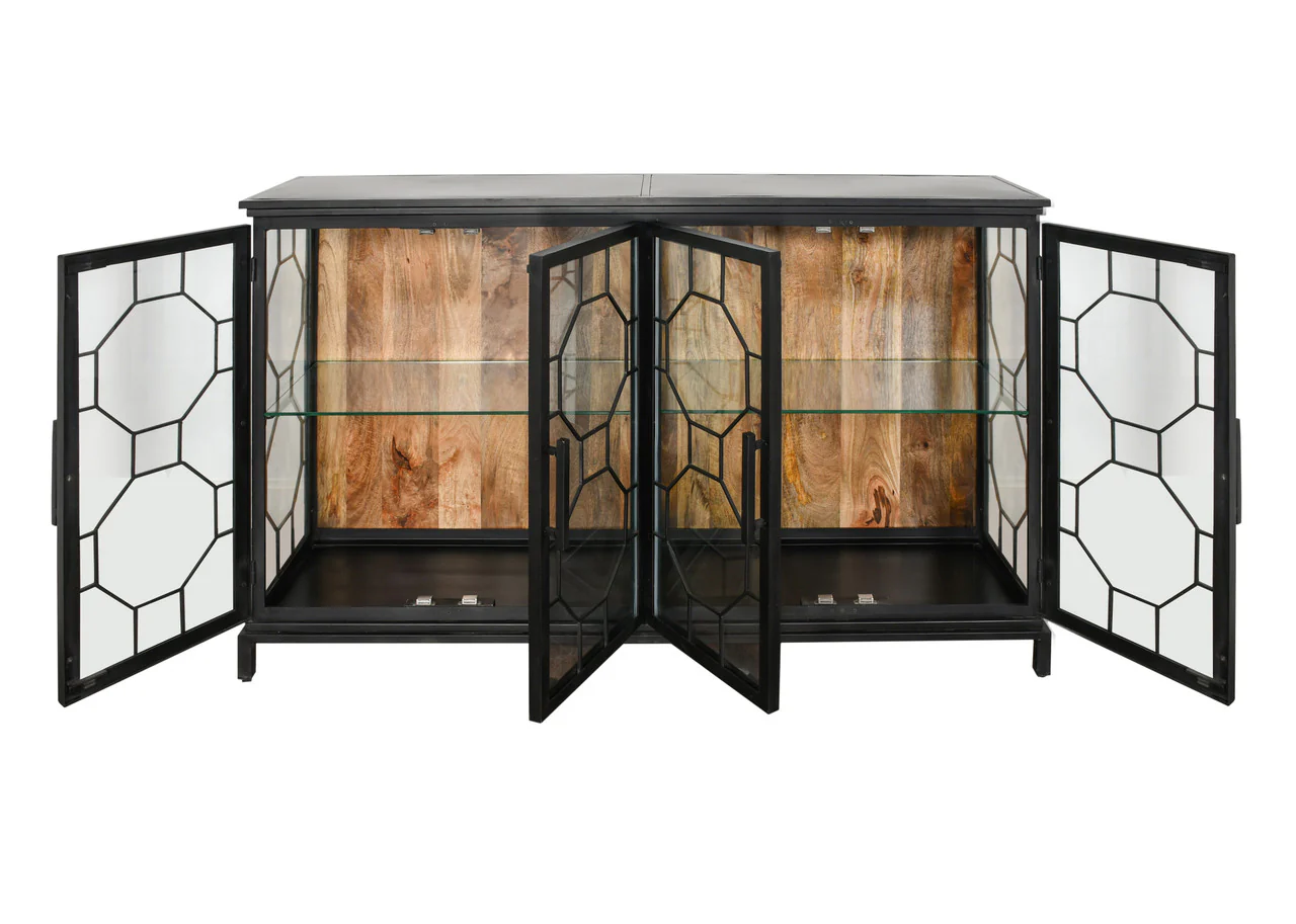 Berkshire 4 Door Metal Display Shelf Collector's Cabinet, Buffet or Credenza 72 Inches - Image 4