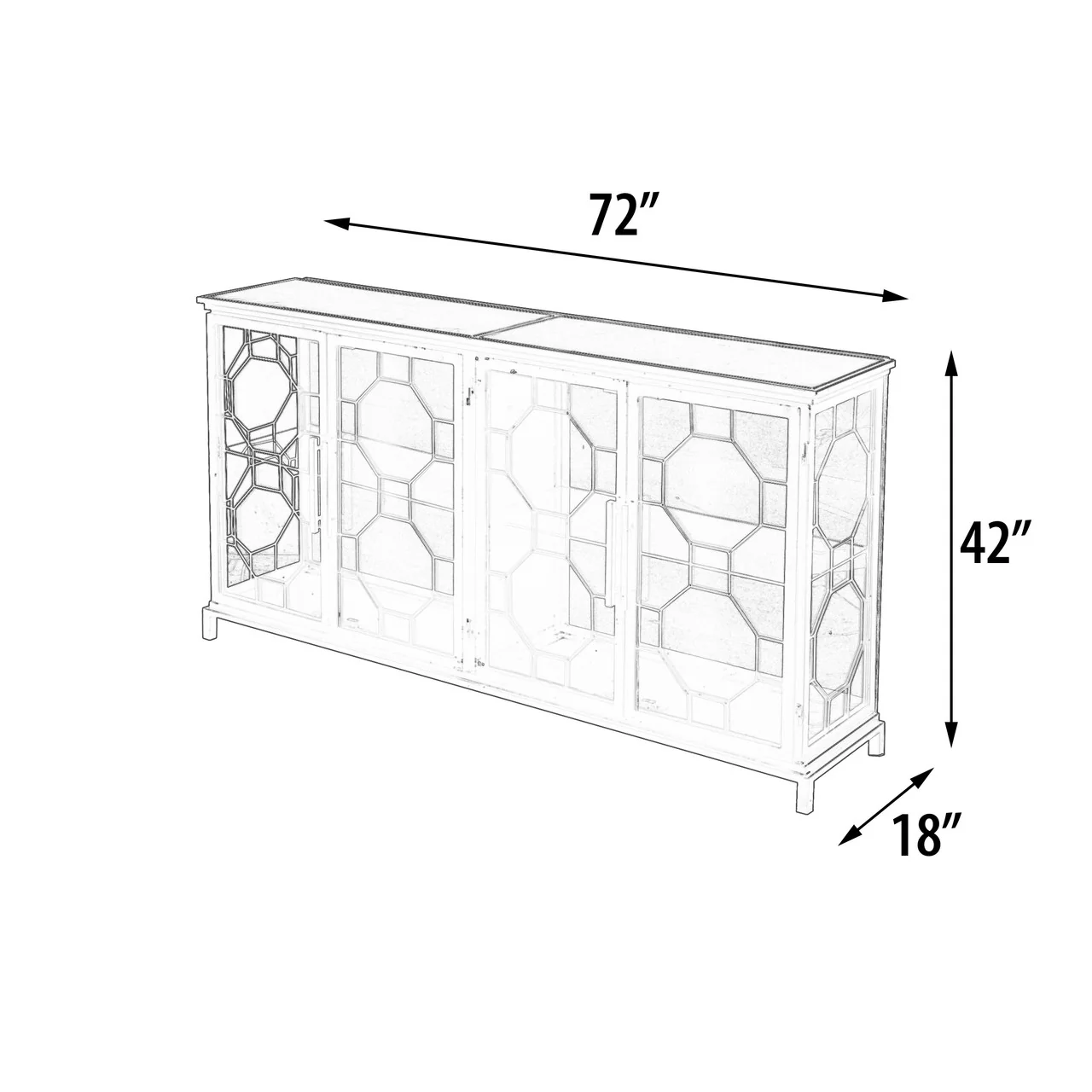 Berkshire 4 Door Metal Display Shelf Collector's Cabinet, Buffet or Credenza 72 Inches - Image 5