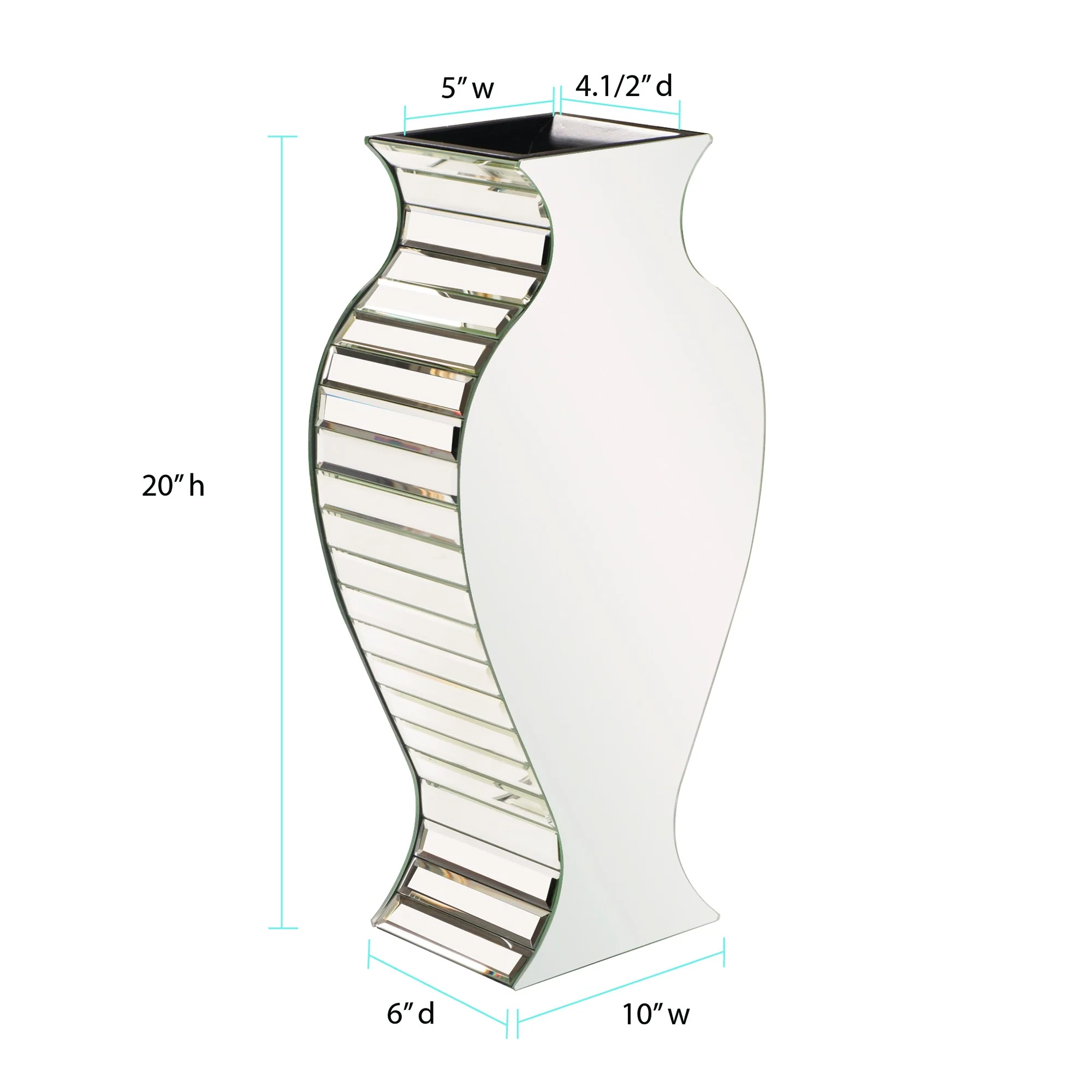 Beveled Mirrored Panel Curvy Tall Vase By Homeroots - Image 3