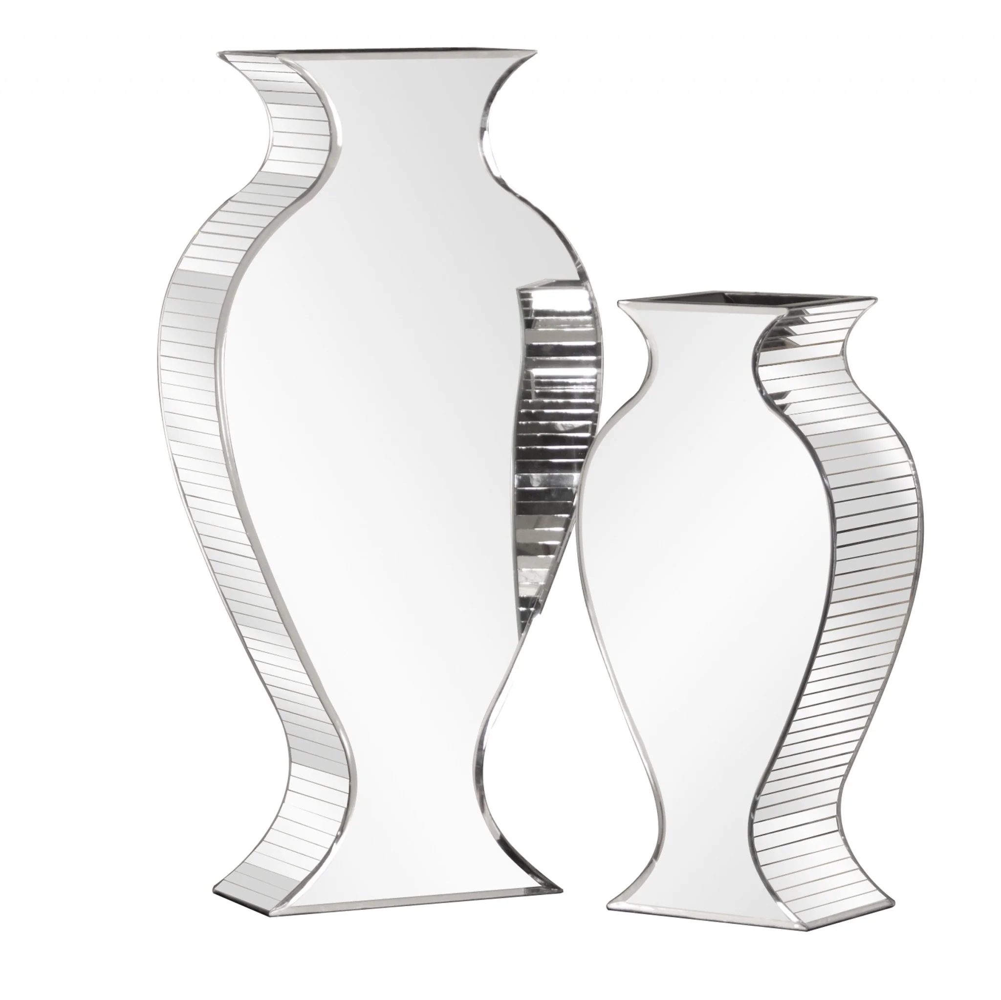Beveled Mirrored Panel Curvy Tall Vase By Homeroots - Image 5