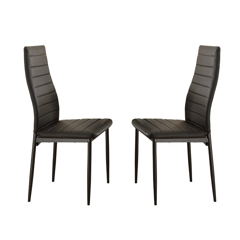 Bi-Cast Vinyl Side Chairs With Curvy Backs, Set of 2, Black By Benzara - Image 2