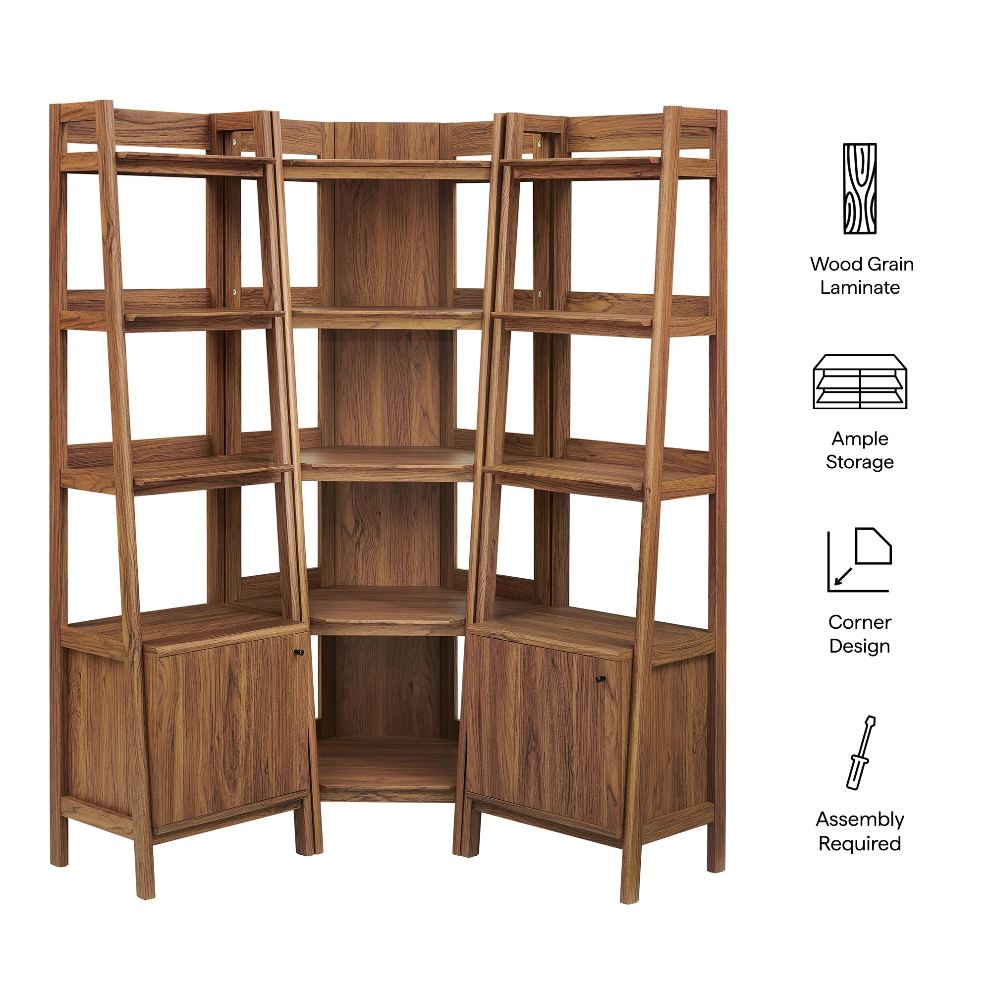 Bixby 3-piece Corner Bookshelf Set with Narrow Bookshelves by Modway - Image 17