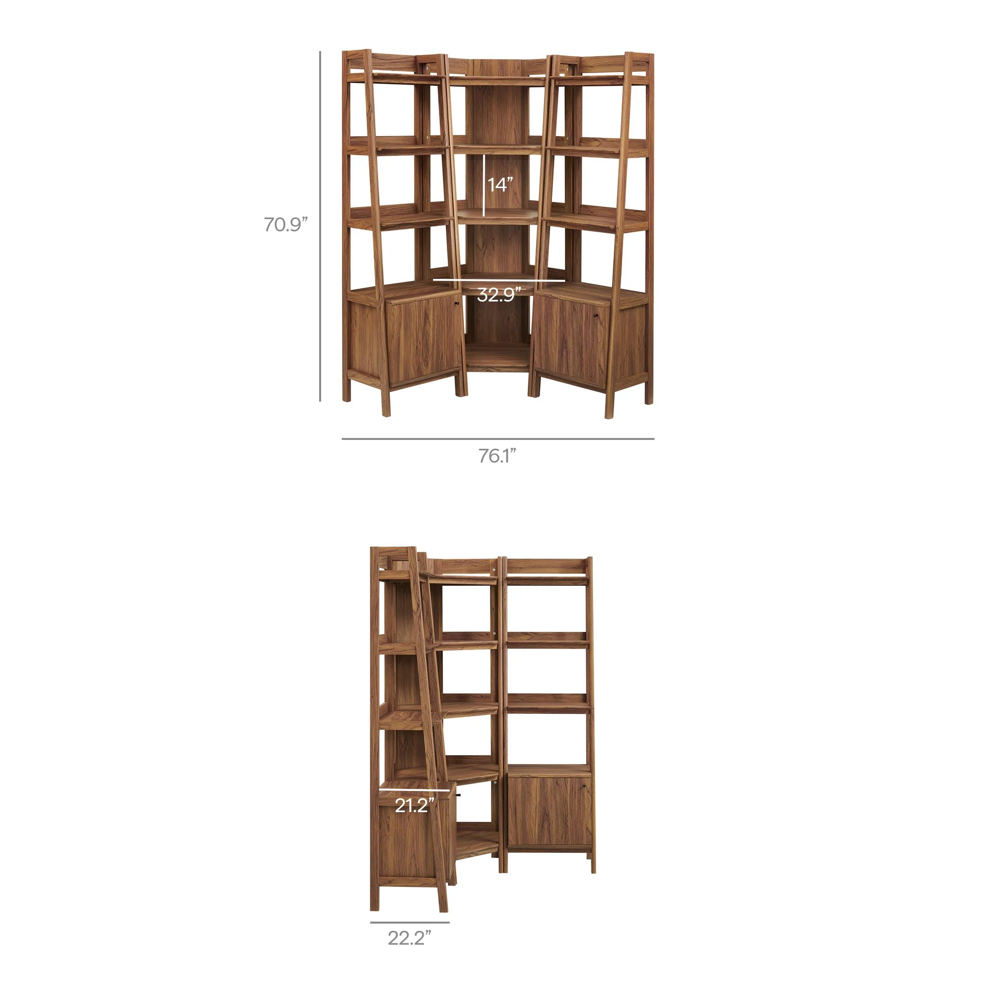 Bixby 3-piece Corner Bookshelf Set with Narrow Bookshelves by Modway - Image 18