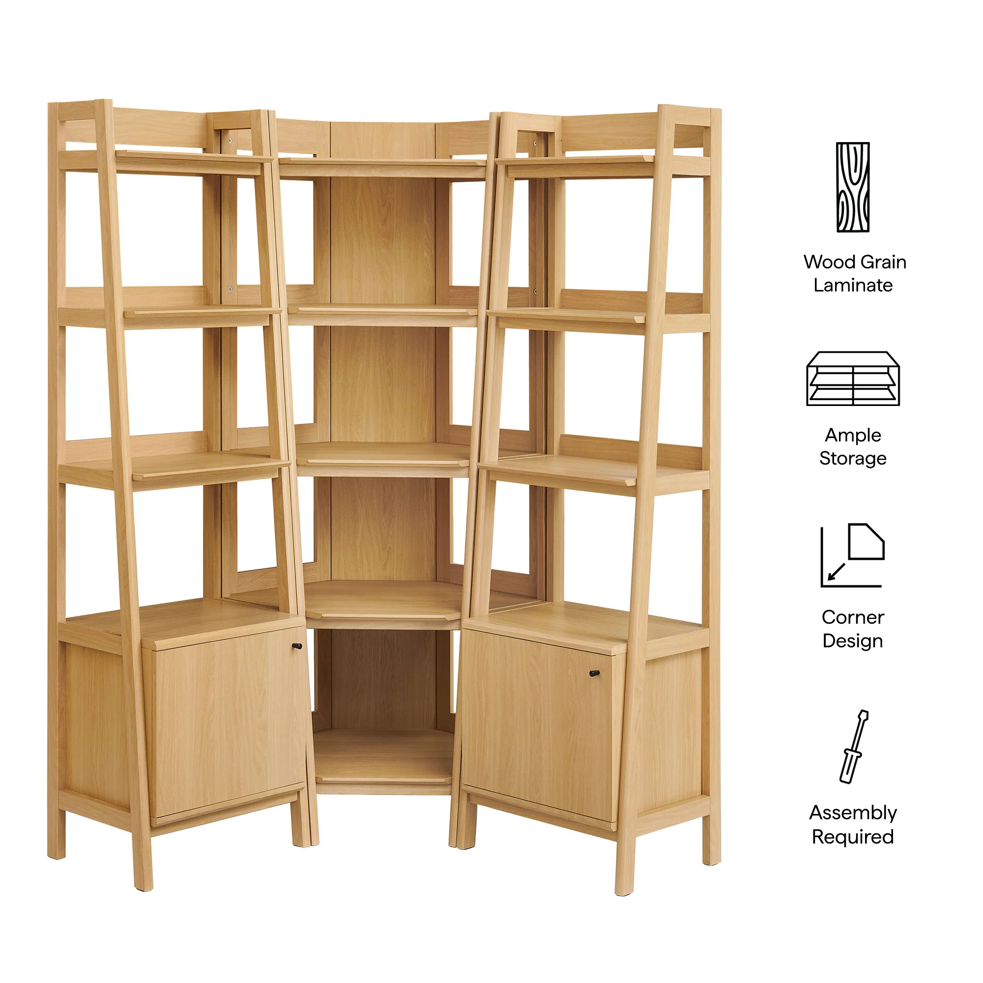 Bixby 3-piece Corner Bookshelf Set with Narrow Bookshelves by Modway - Image 8