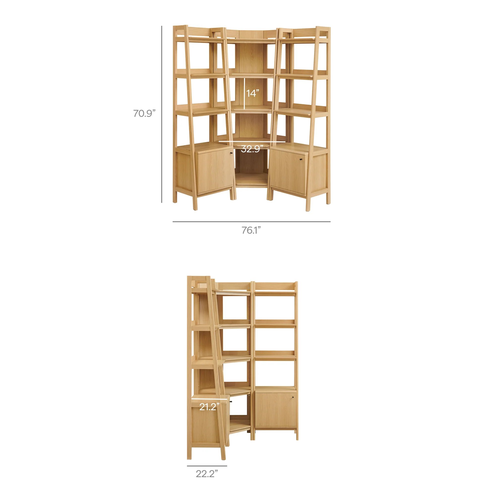 Bixby 3-piece Corner Bookshelf Set with Narrow Bookshelves by Modway - Image 9