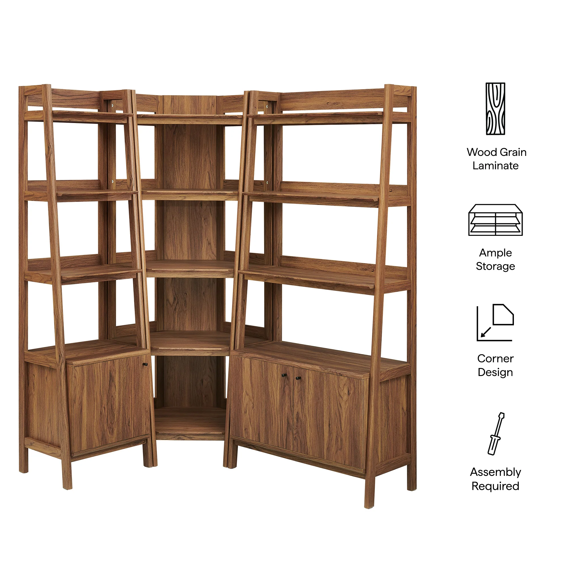 Bixby 3 Piece Corner Bookshelf Set With Wide and Narrow Bookshelves by Modway - Image 15