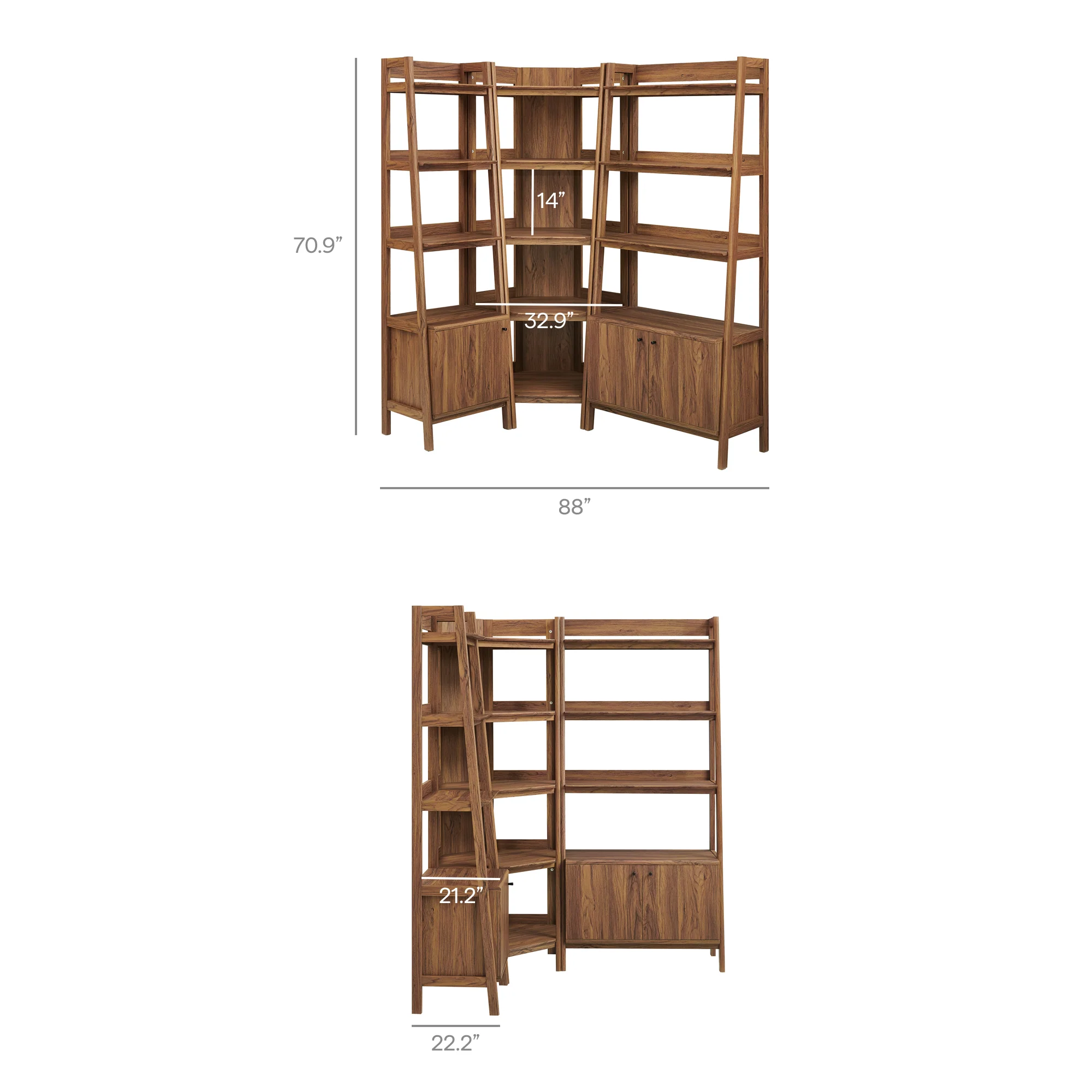 Bixby 3 Piece Corner Bookshelf Set With Wide and Narrow Bookshelves by Modway - Image 16