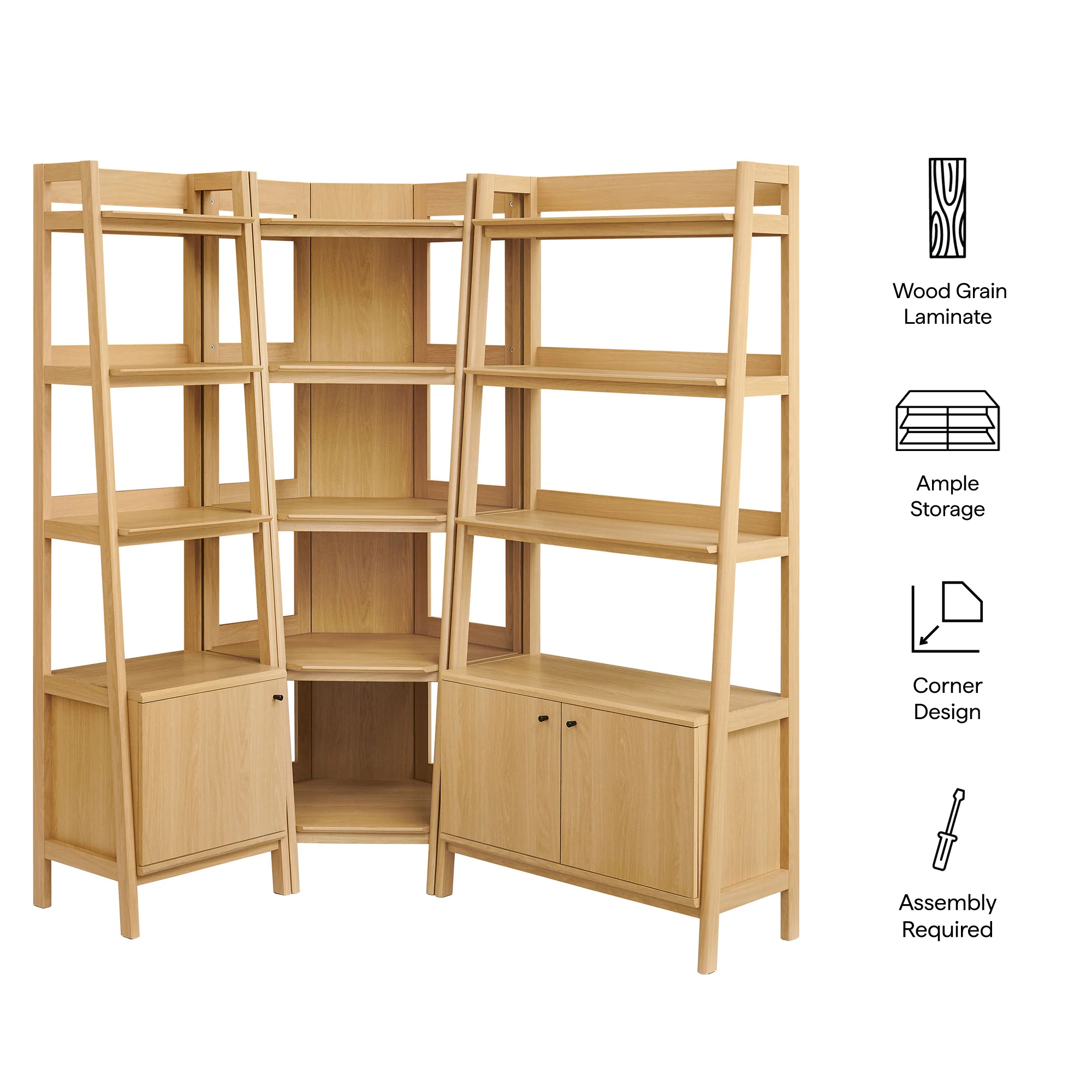 Bixby 3 Piece Corner Bookshelf Set With Wide and Narrow Bookshelves by Modway - Image 7