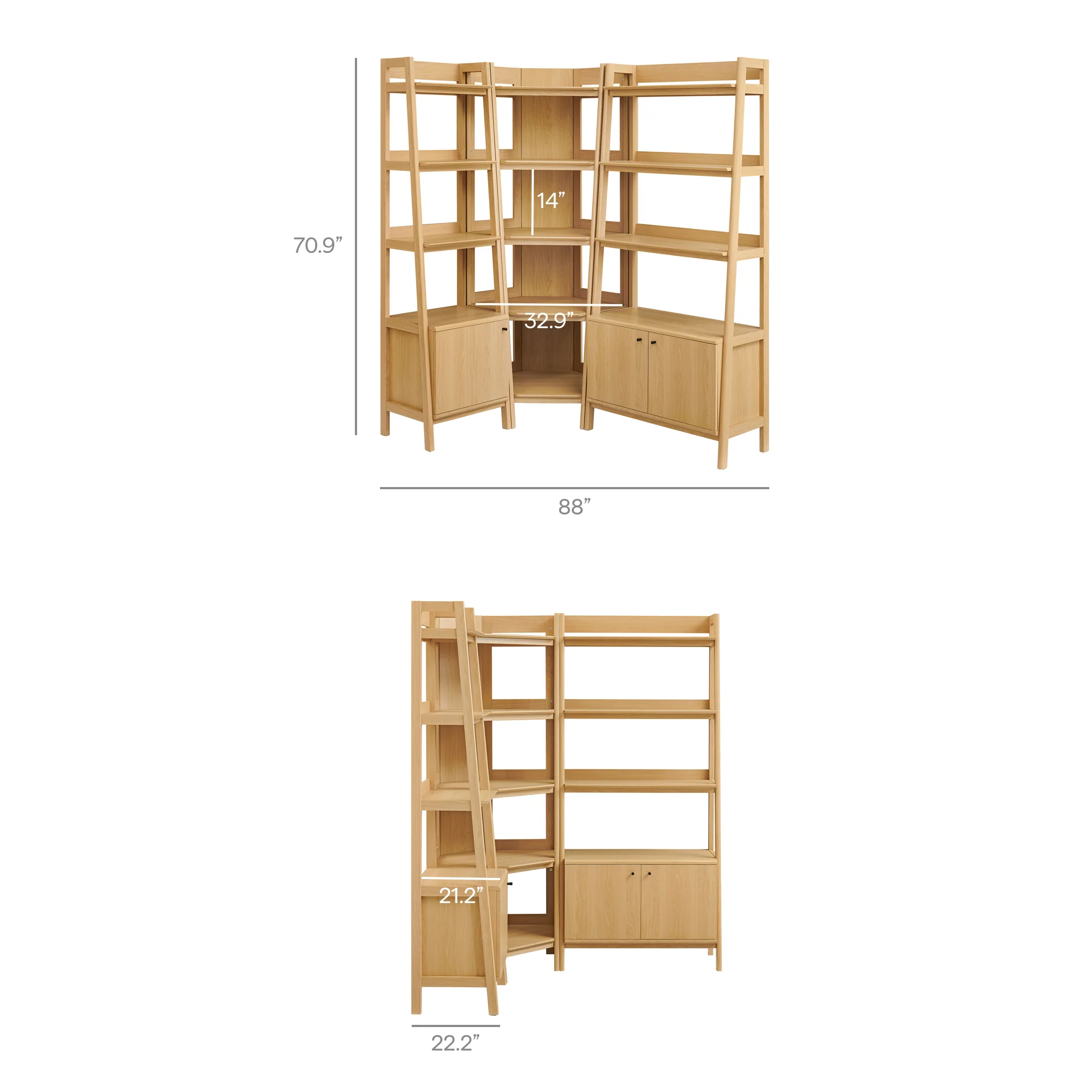Bixby 3 Piece Corner Bookshelf Set With Wide and Narrow Bookshelves by Modway - Image 8