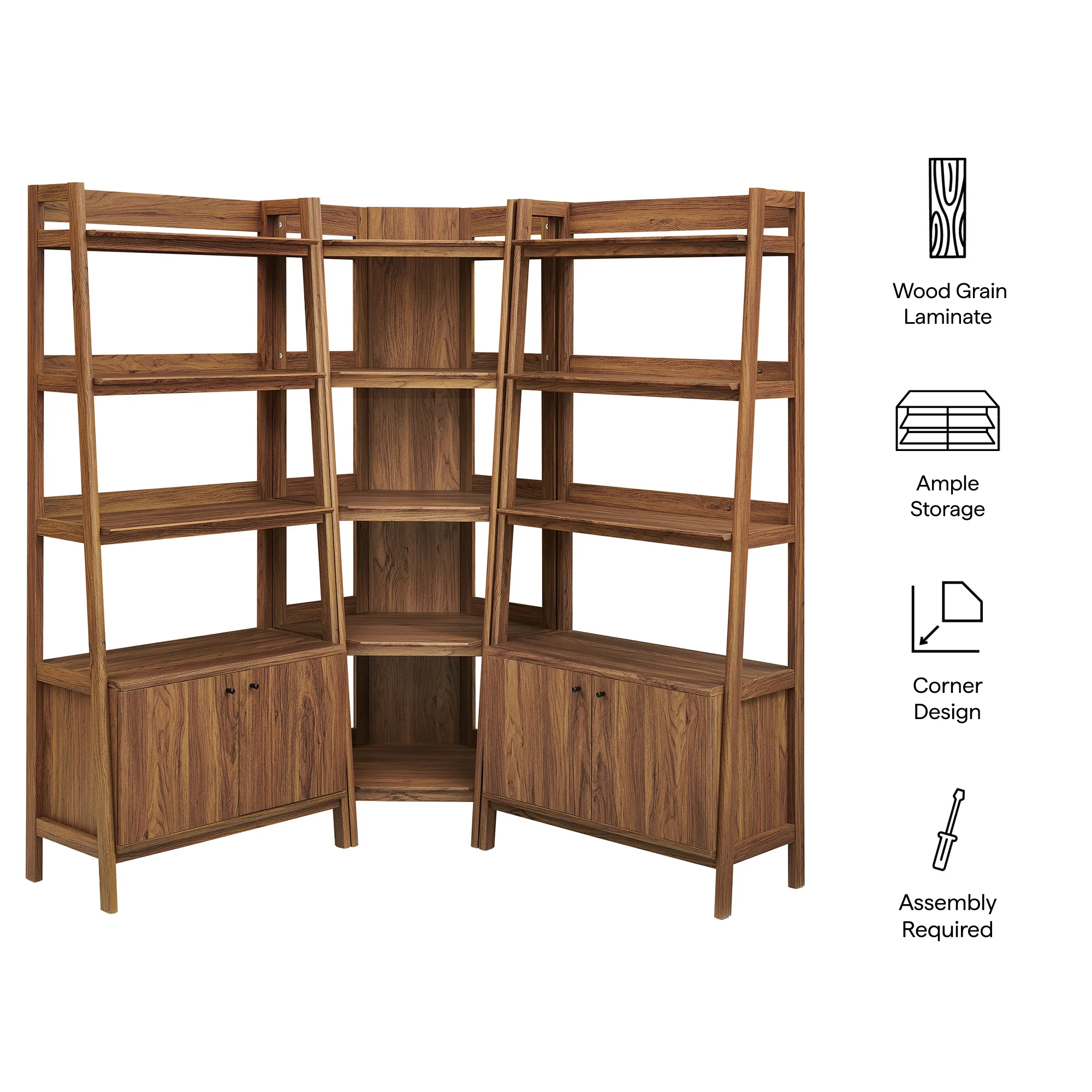 Bixby 3-Piece Corner Bookshelf Set with Wide Bookshelves by Modway - Image 17