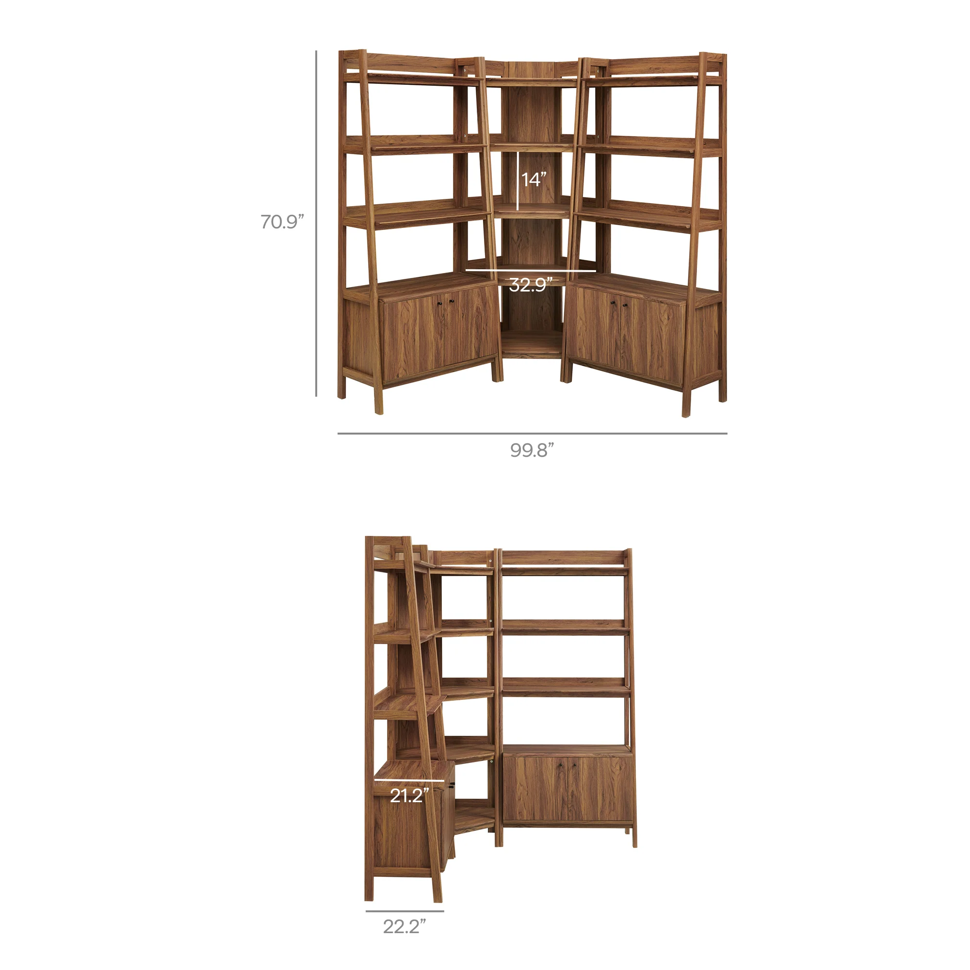 Bixby 3-Piece Corner Bookshelf Set with Wide Bookshelves by Modway - Image 18
