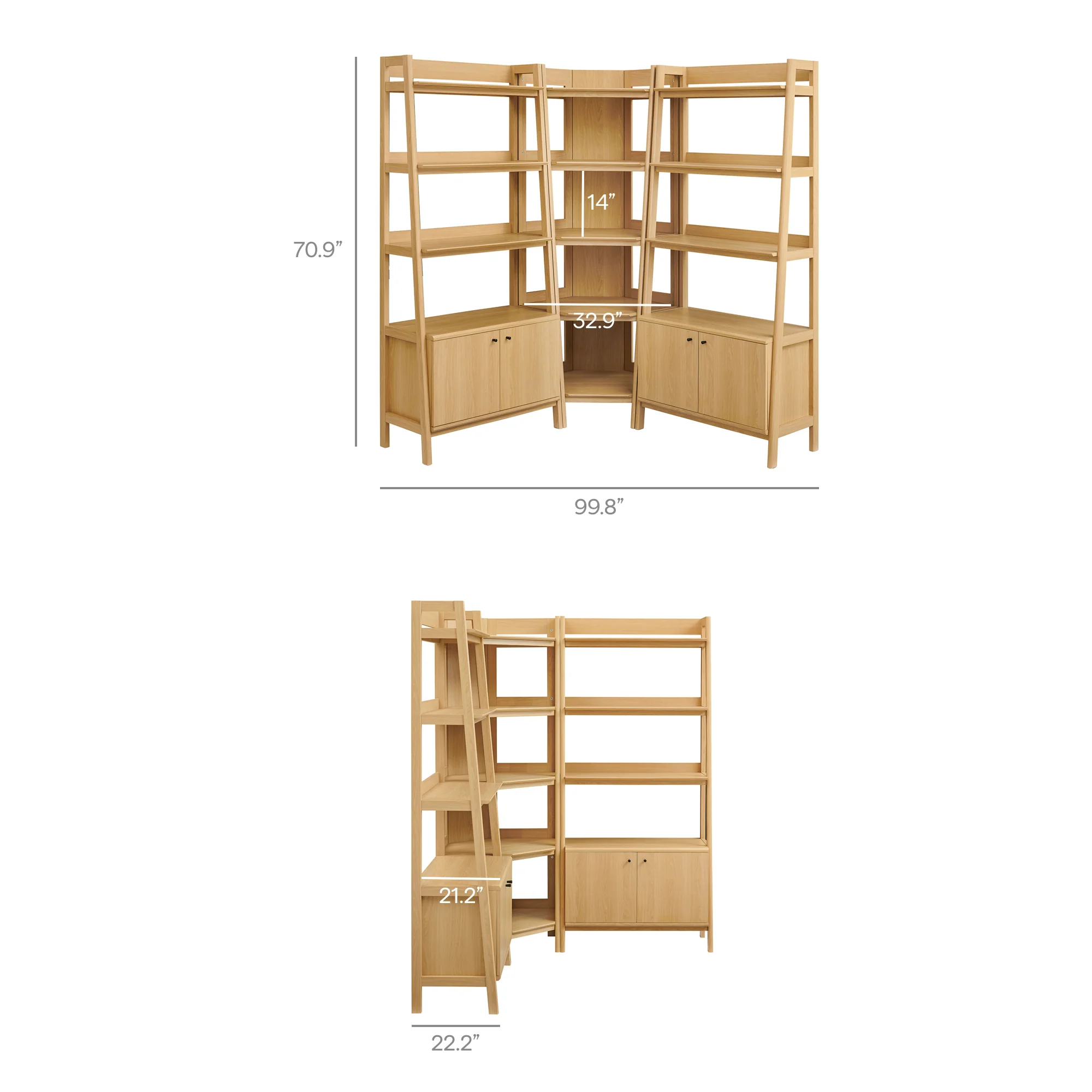 Bixby 3-Piece Corner Bookshelf Set with Wide Bookshelves by Modway - Image 9