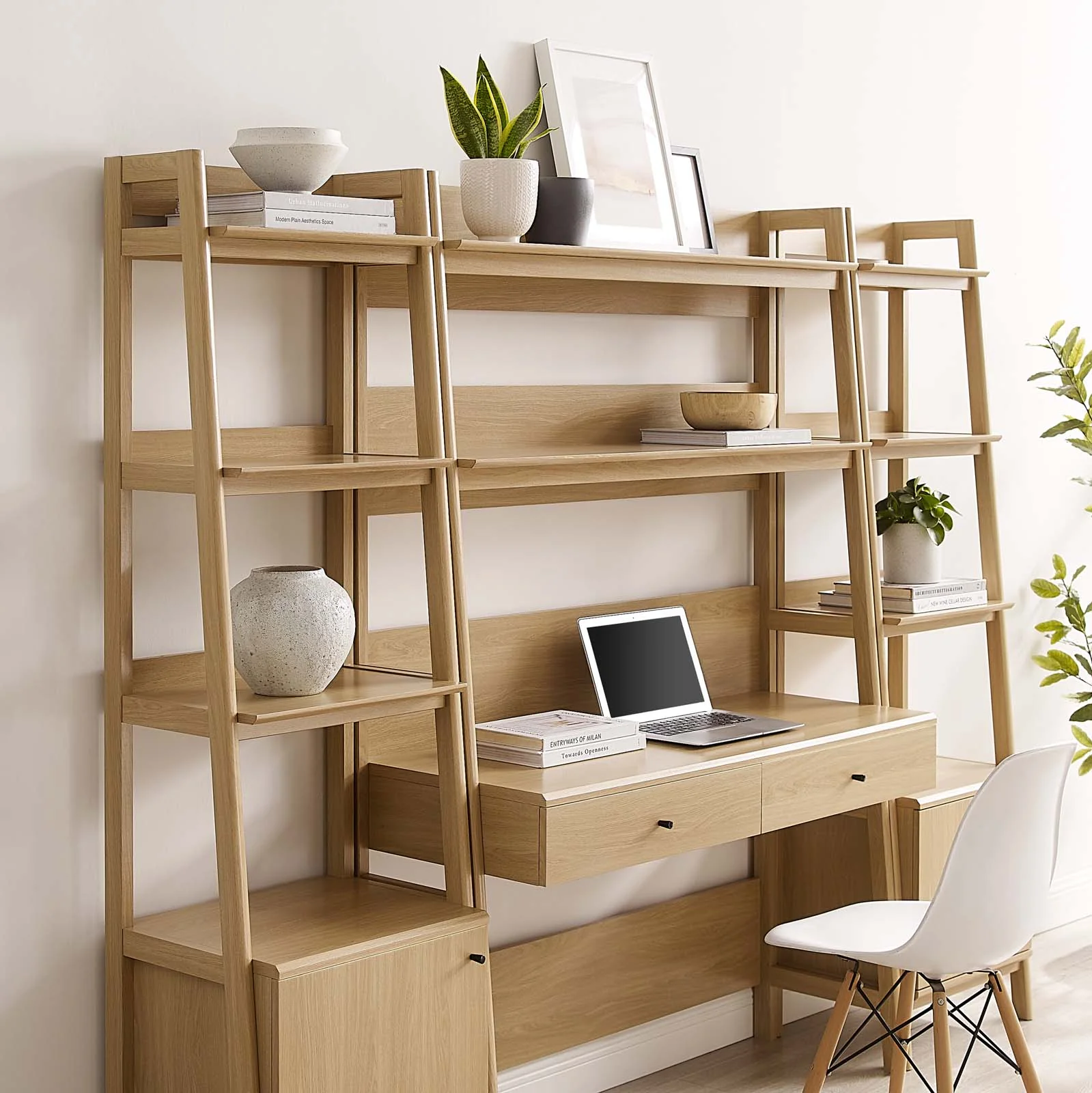 Bixby 3-Piece Wood Office Desk and Bookshelf By Modway - EEI-6114 - Image 4