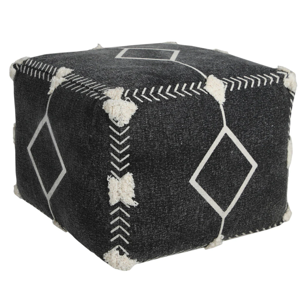 Black 100% Cotton Ottoman By Homeroots - Image 3