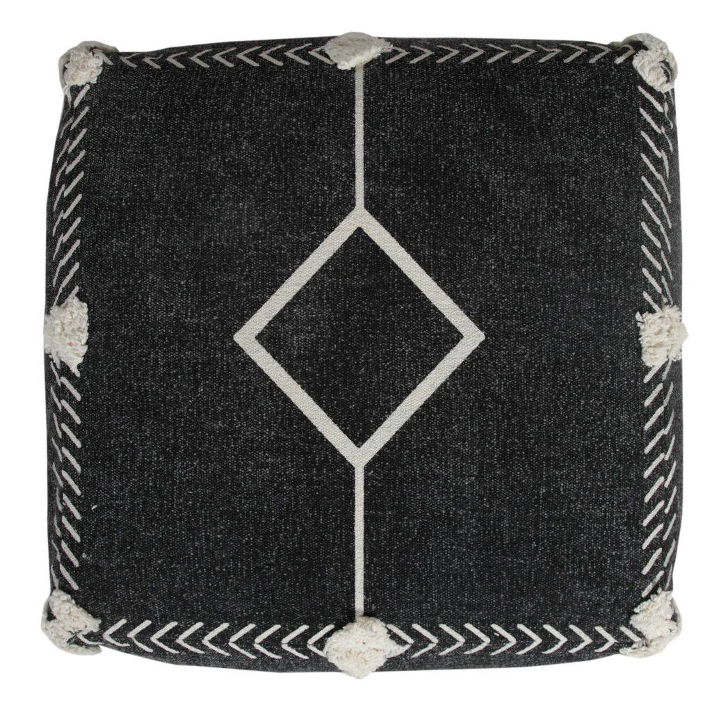 Black 100% Cotton Ottoman By Homeroots - Image 4