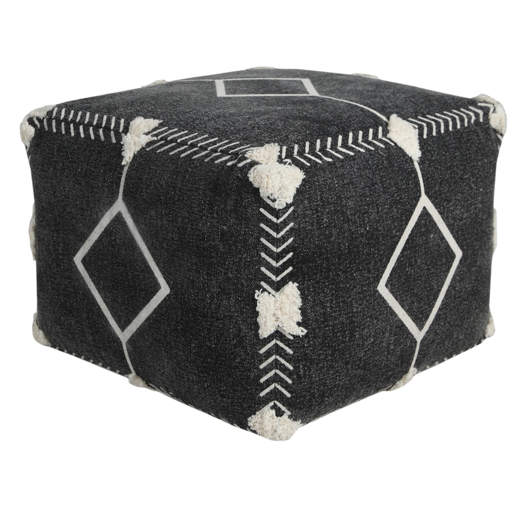 Black 100% Cotton Ottoman By Homeroots - Image 5