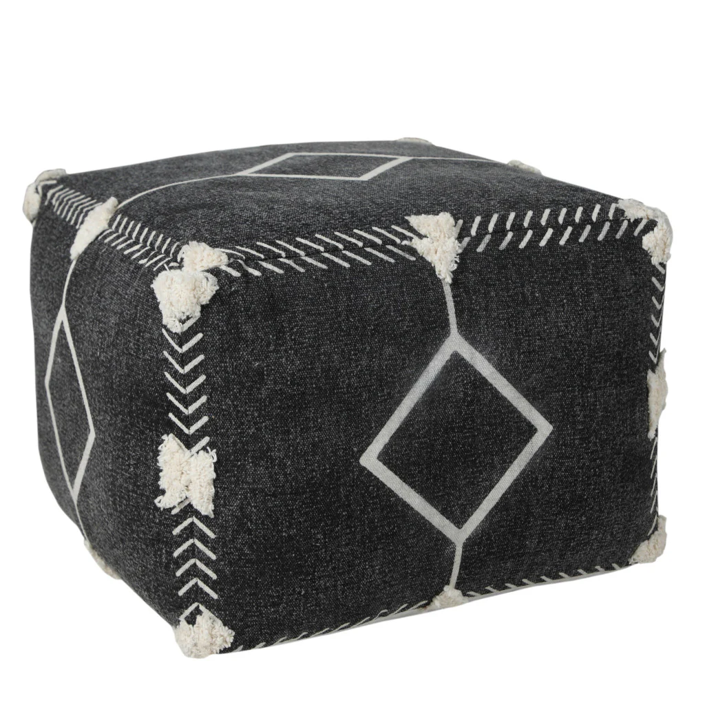 Black 100% Cotton Ottoman By Homeroots - Image 6