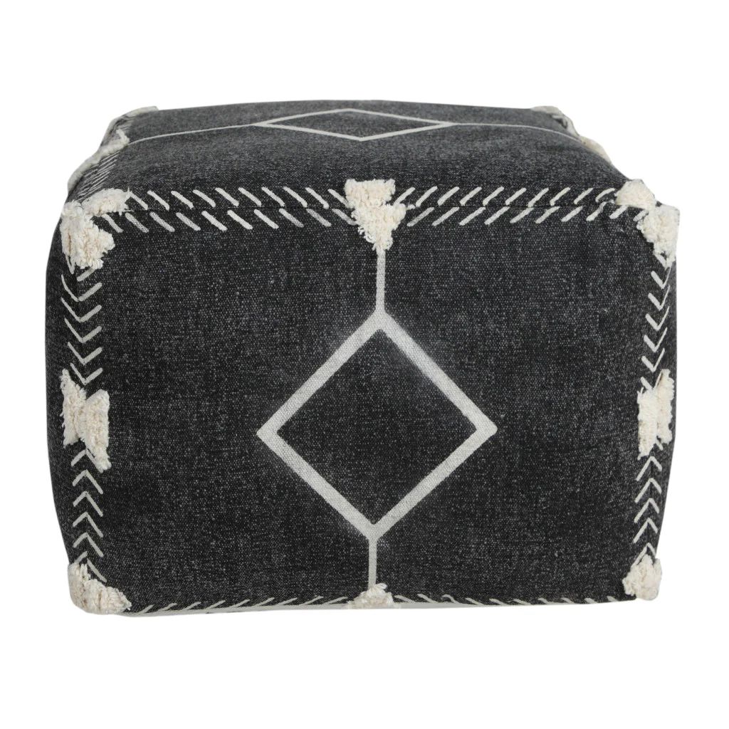 Black 100% Cotton Ottoman By Homeroots - Image 7