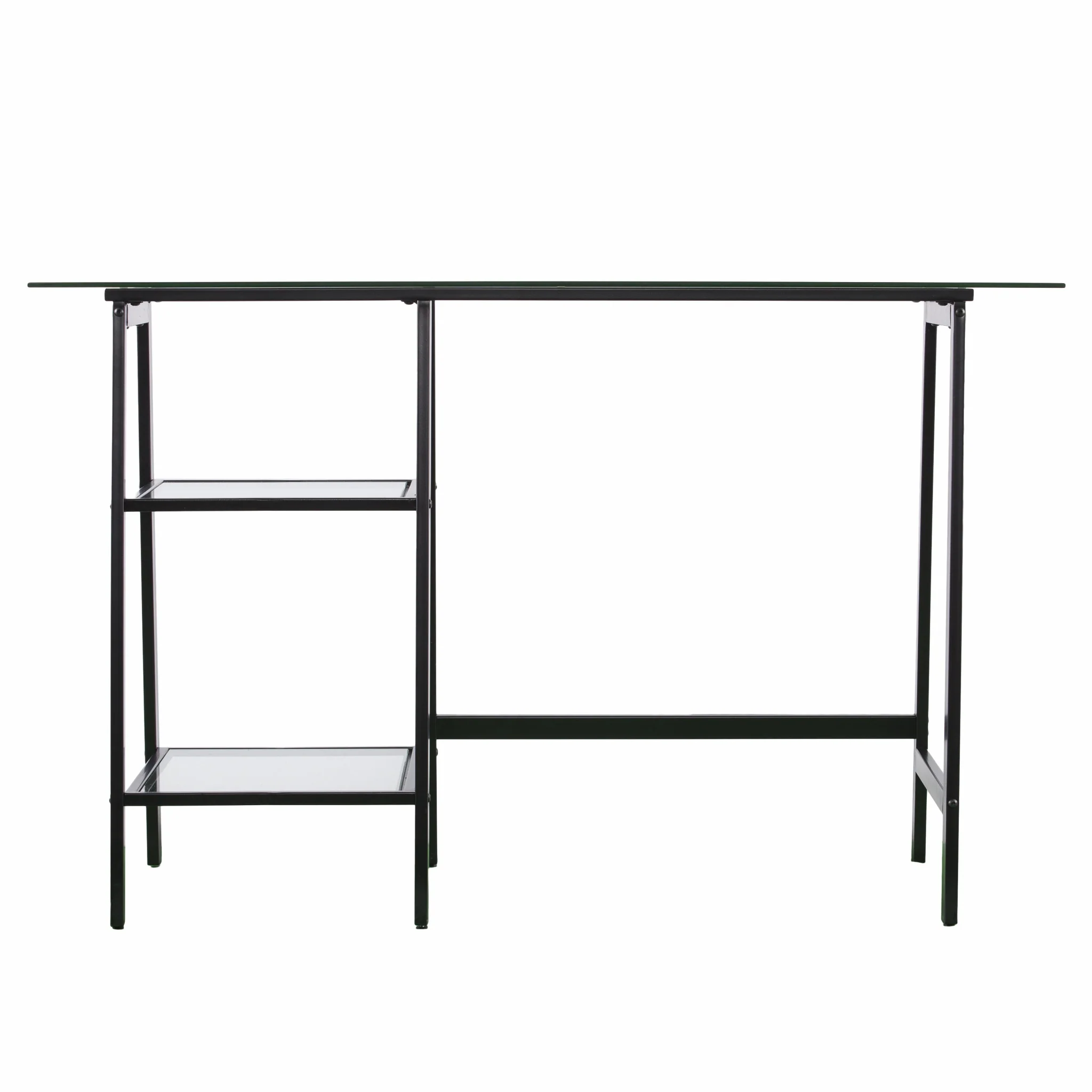 Black A Frame Metal and Glass Writing Desk By Homeroots - Image 4