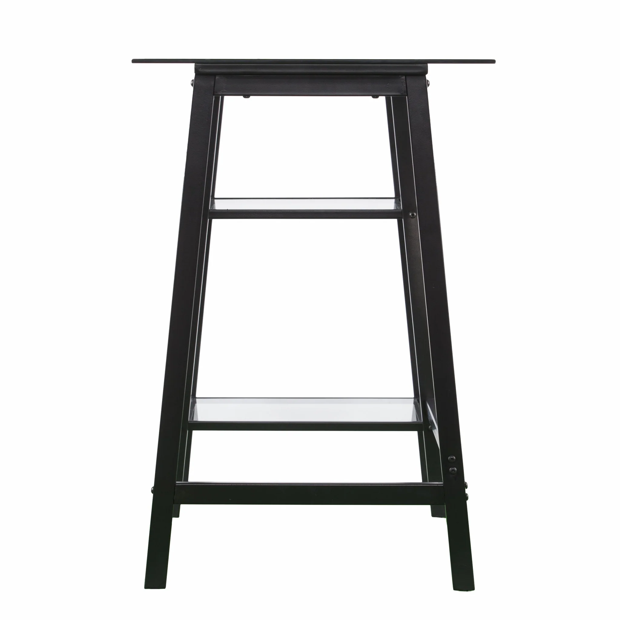 Black A Frame Metal and Glass Writing Desk By Homeroots - Image 6