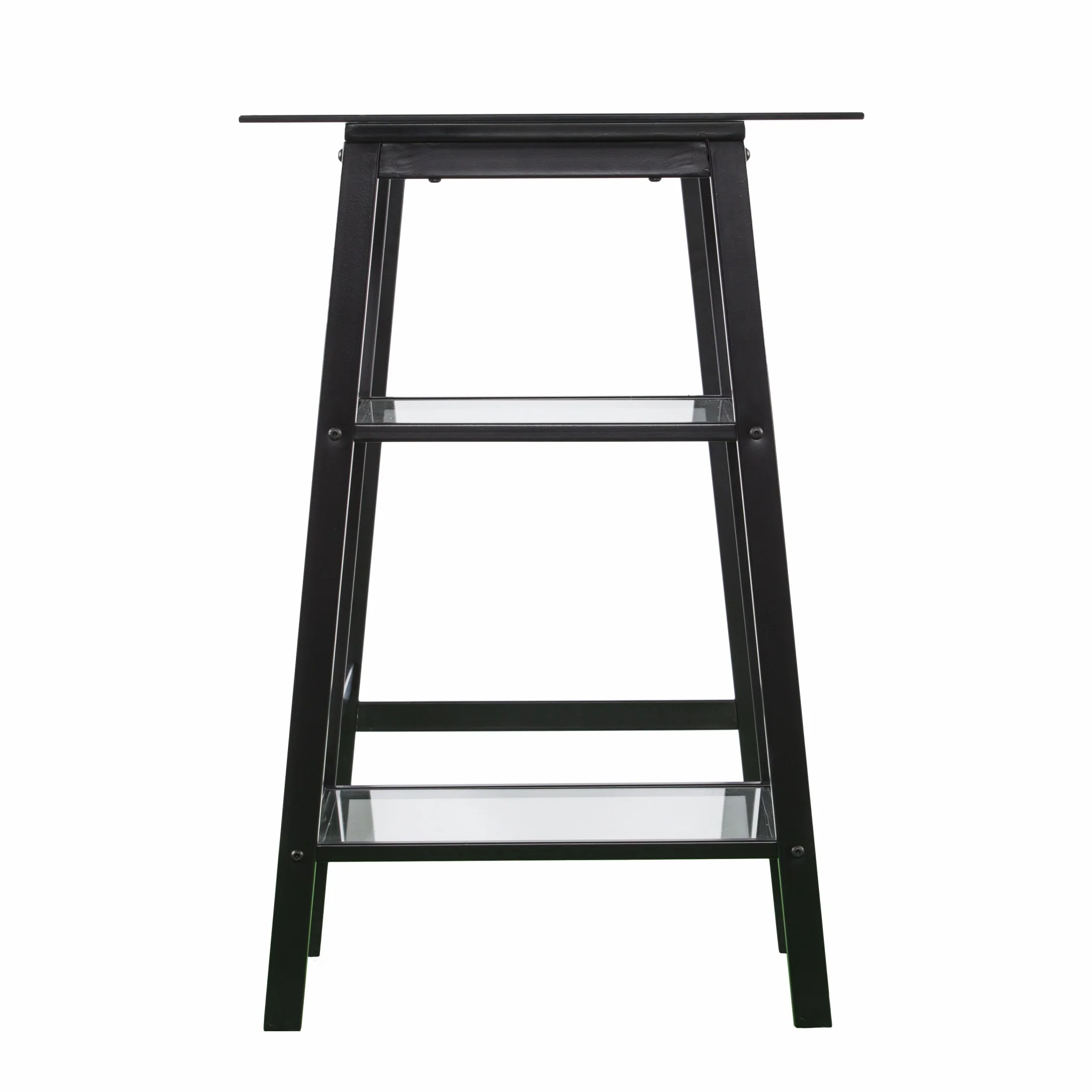 Black A Frame Metal and Glass Writing Desk By Homeroots - Image 7