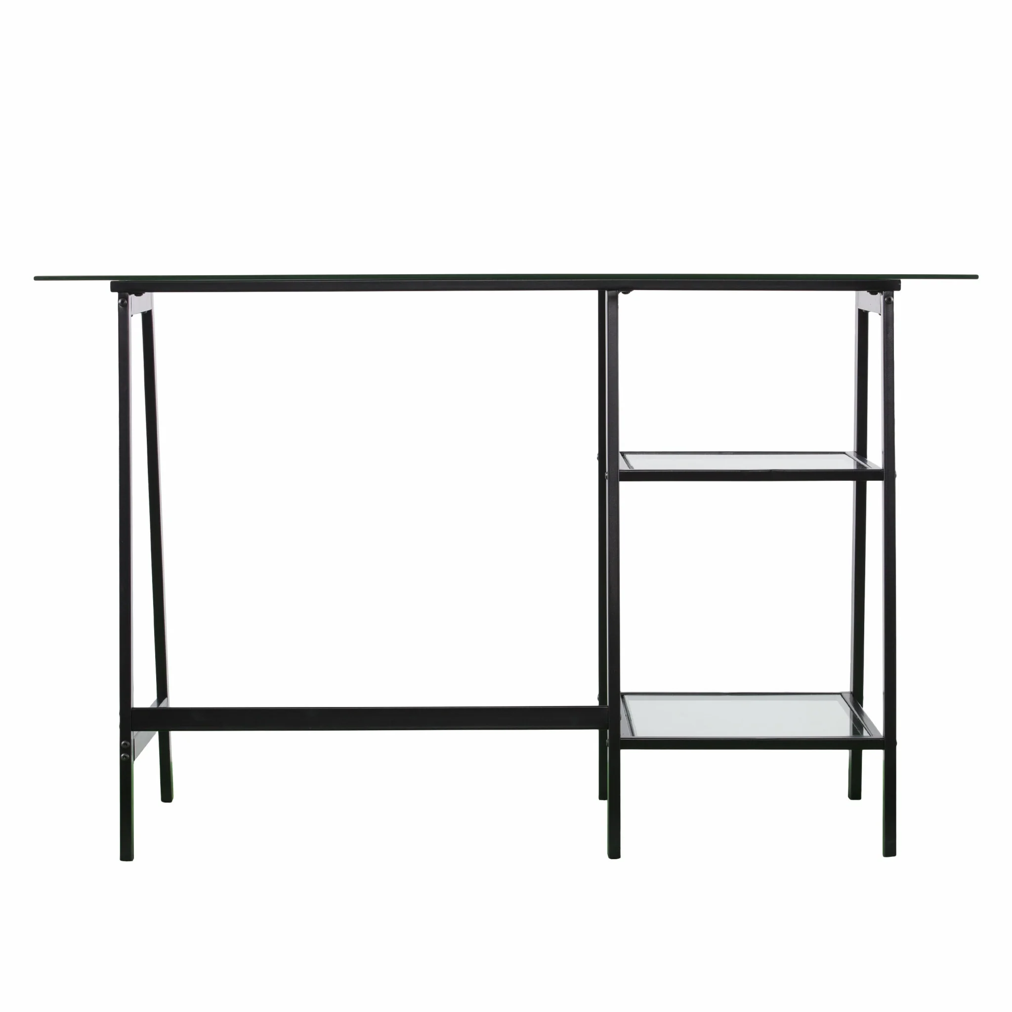Black A Frame Metal and Glass Writing Desk By Homeroots - Image 8