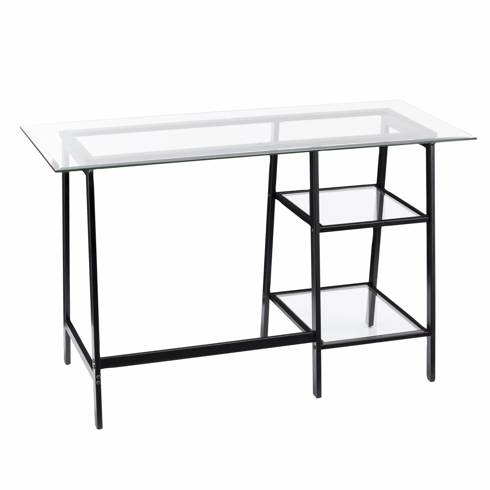 Black A Frame Metal and Glass Writing Desk By Homeroots - Image 9