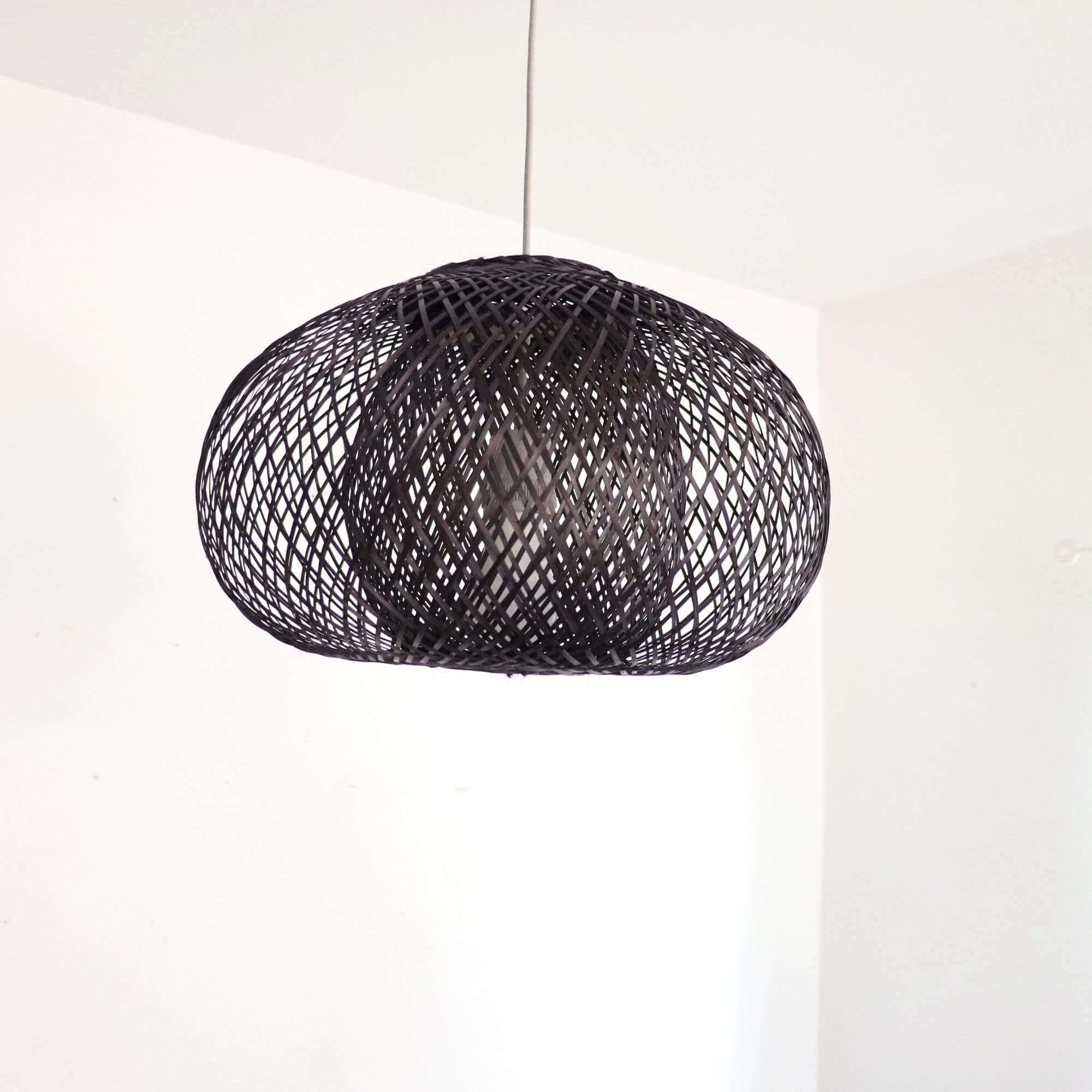 Black A Wa - Black Bamboo Small Pendant Light Shade By Thaihome - Image 3