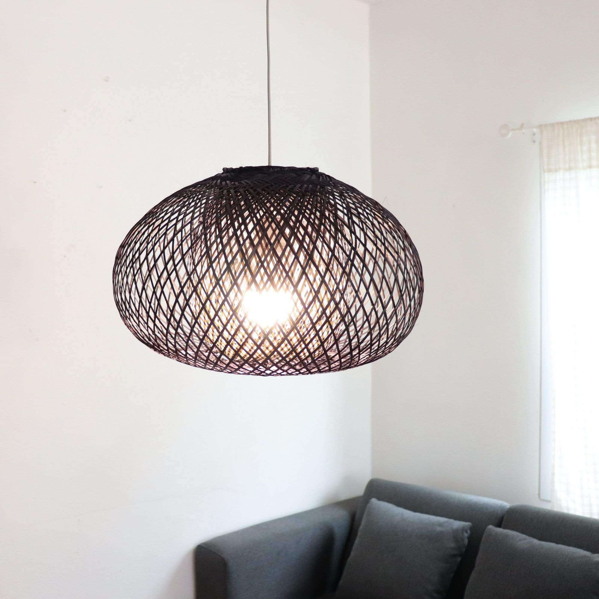Black A Wa - Black Bamboo Small Pendant Light Shade By Thaihome - Image 4