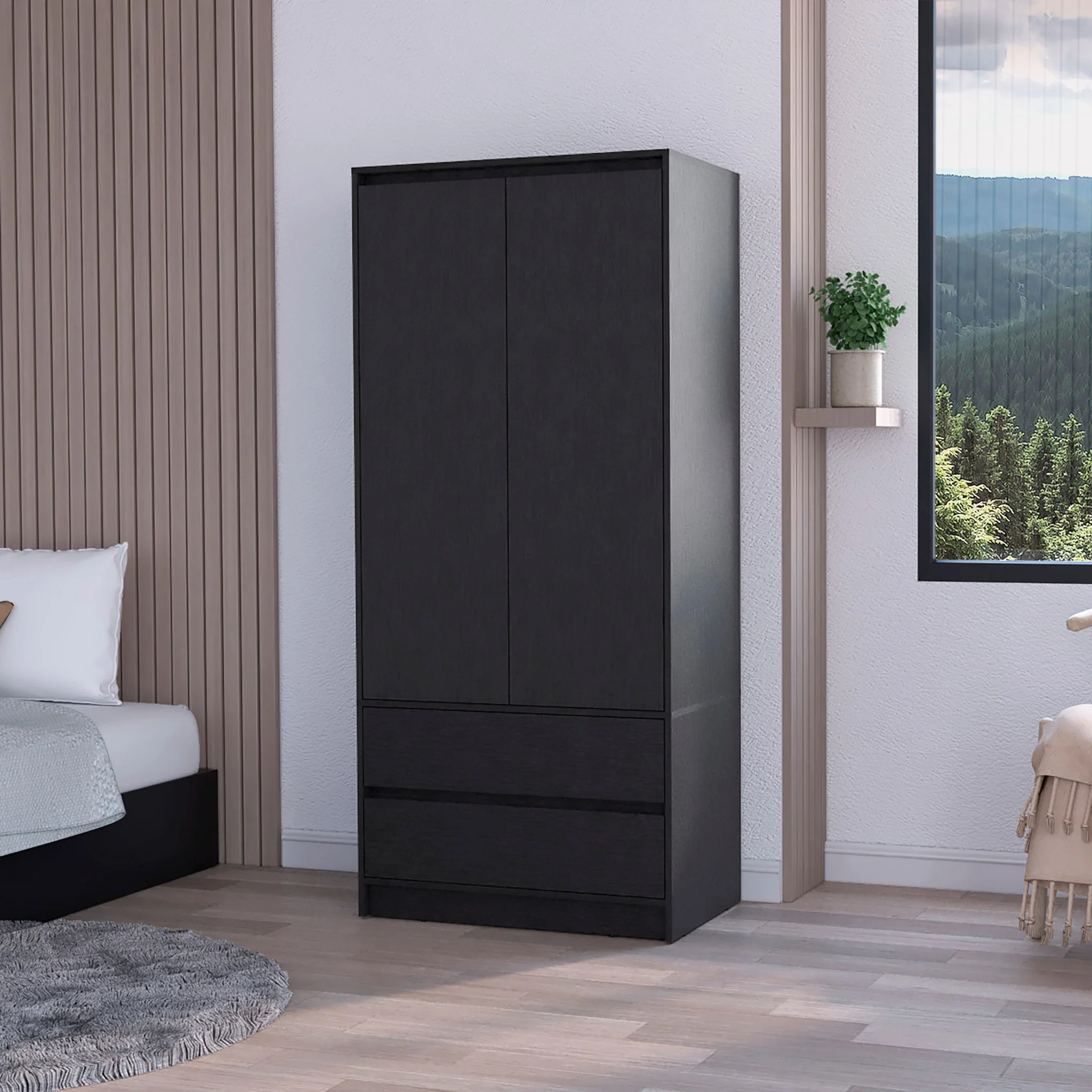 Black Accent Cabinet Soft Close With Multiple Shelves And Three Drawers By Homeroots - Image 4