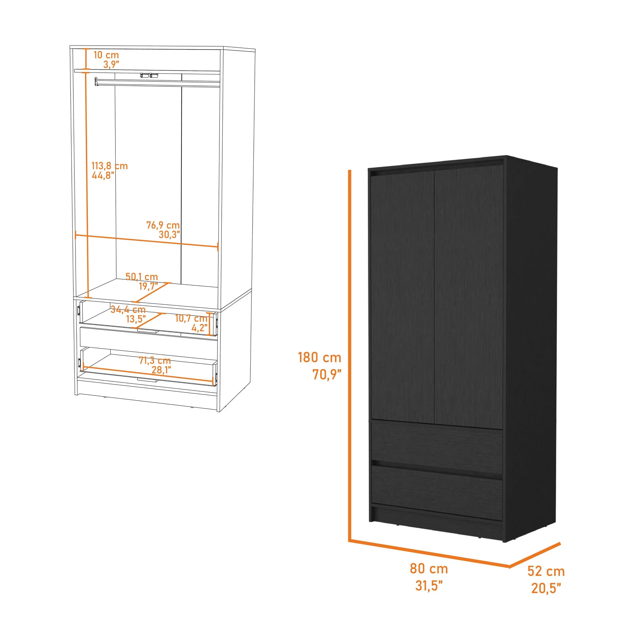 Black Accent Cabinet Soft Close With Multiple Shelves And Three Drawers By Homeroots - Image 6