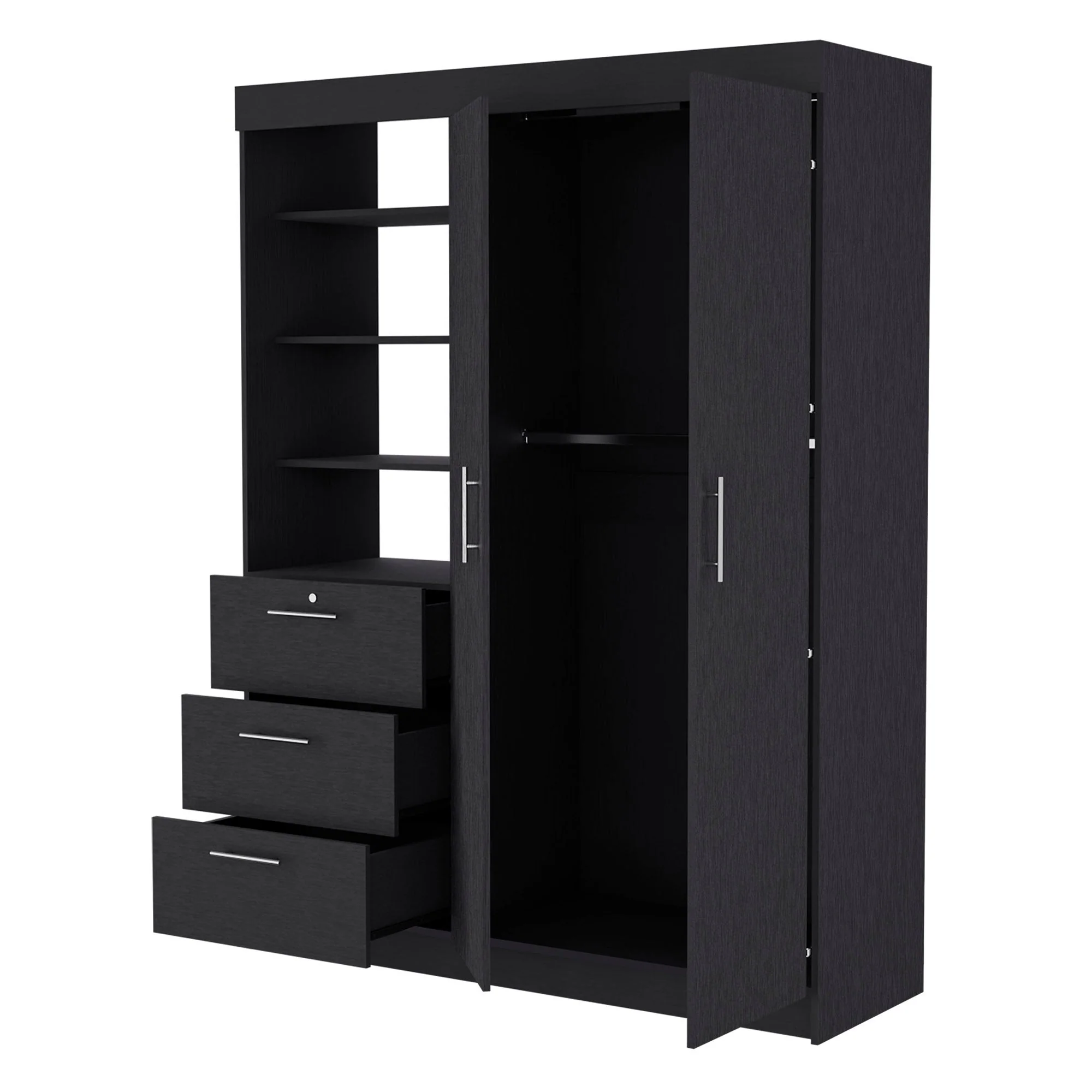 Black Accent Cabinet Soft Close With Three Shelves And One Drawer By Homeroots - Image 6